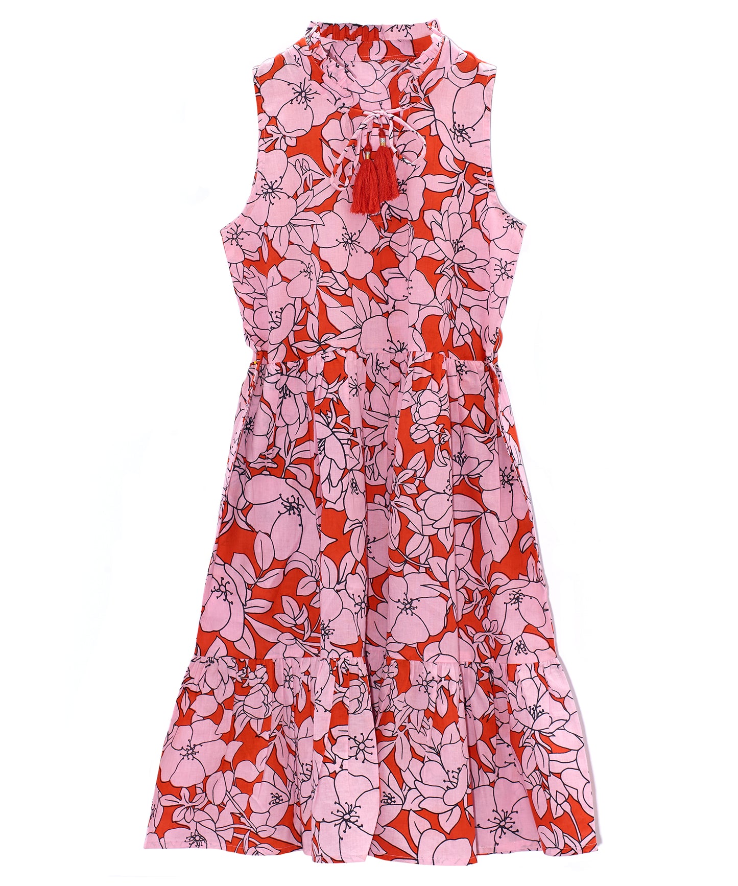 Etched Floral Short Tiered Dress