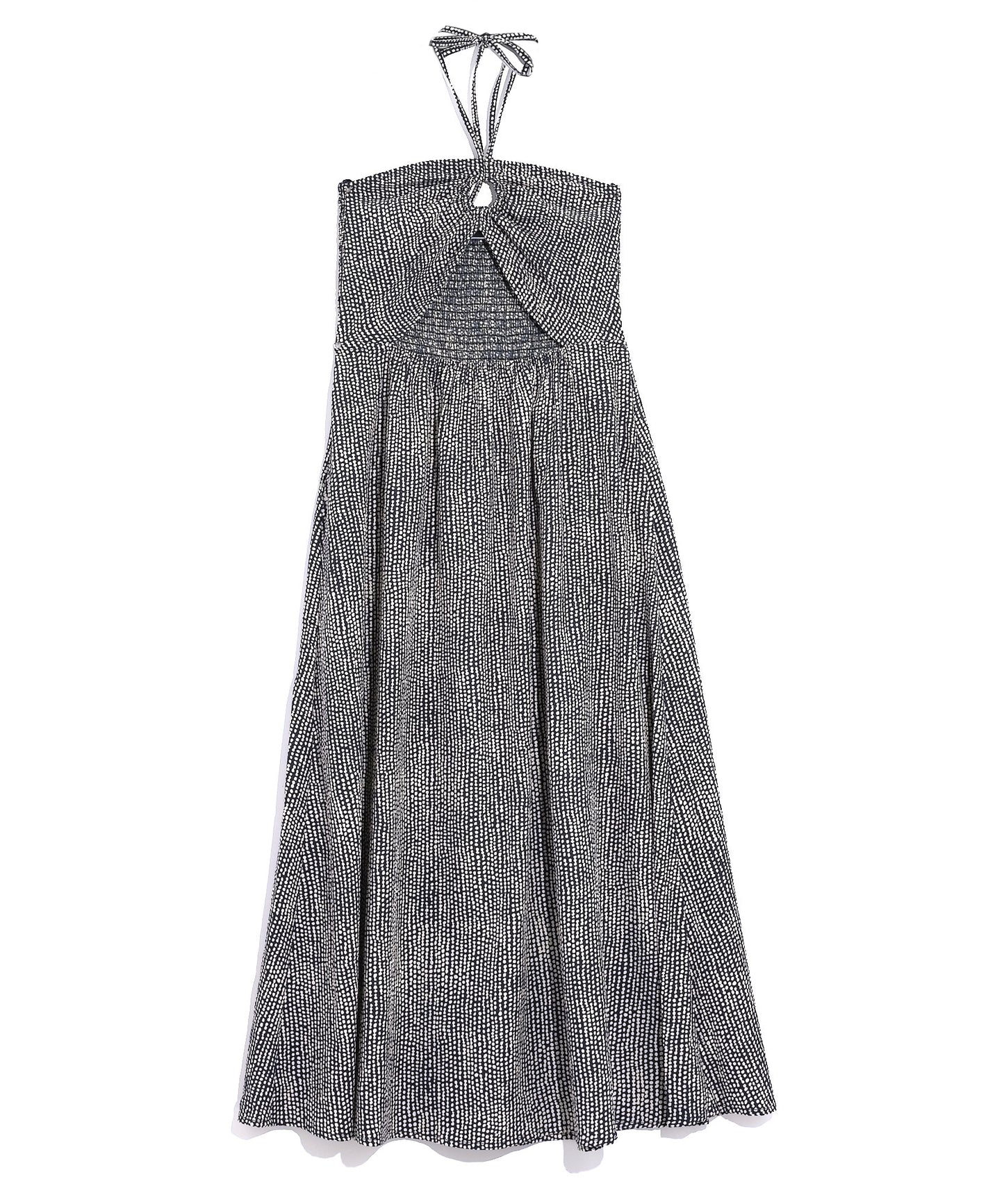 Seersucker Cut-out Dress in color Navy