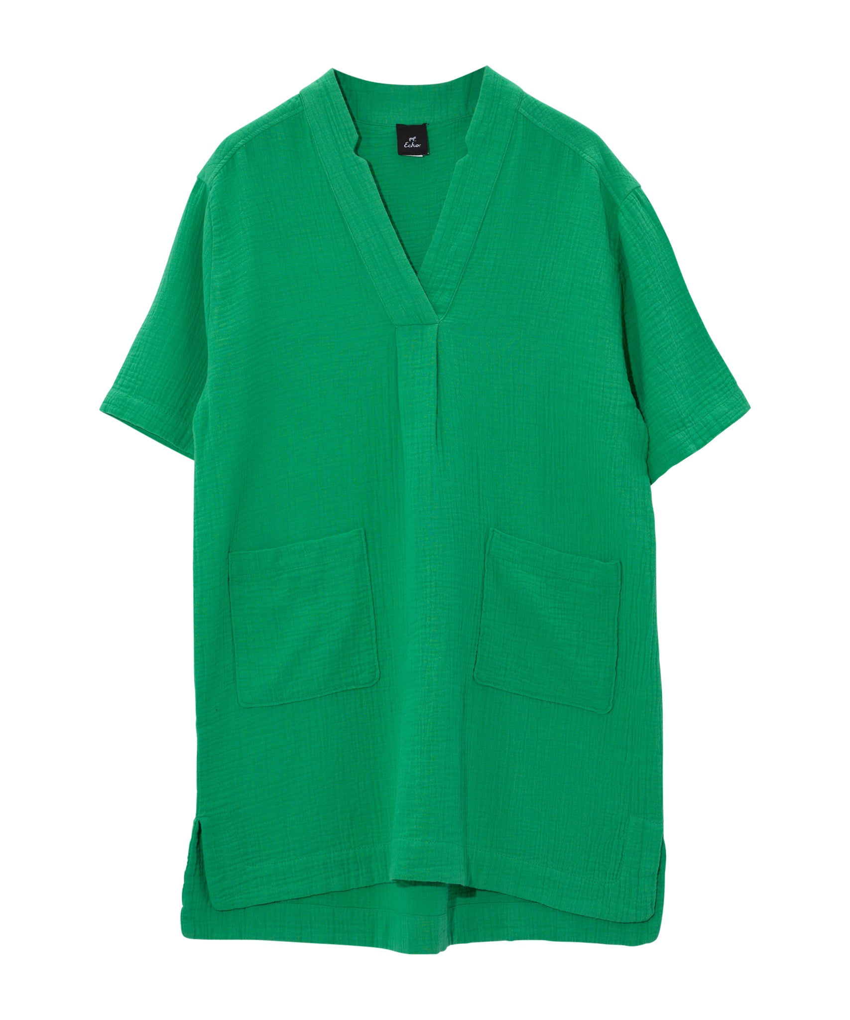 Supersoft Gauze Maren Popover Dress in color Palm Green