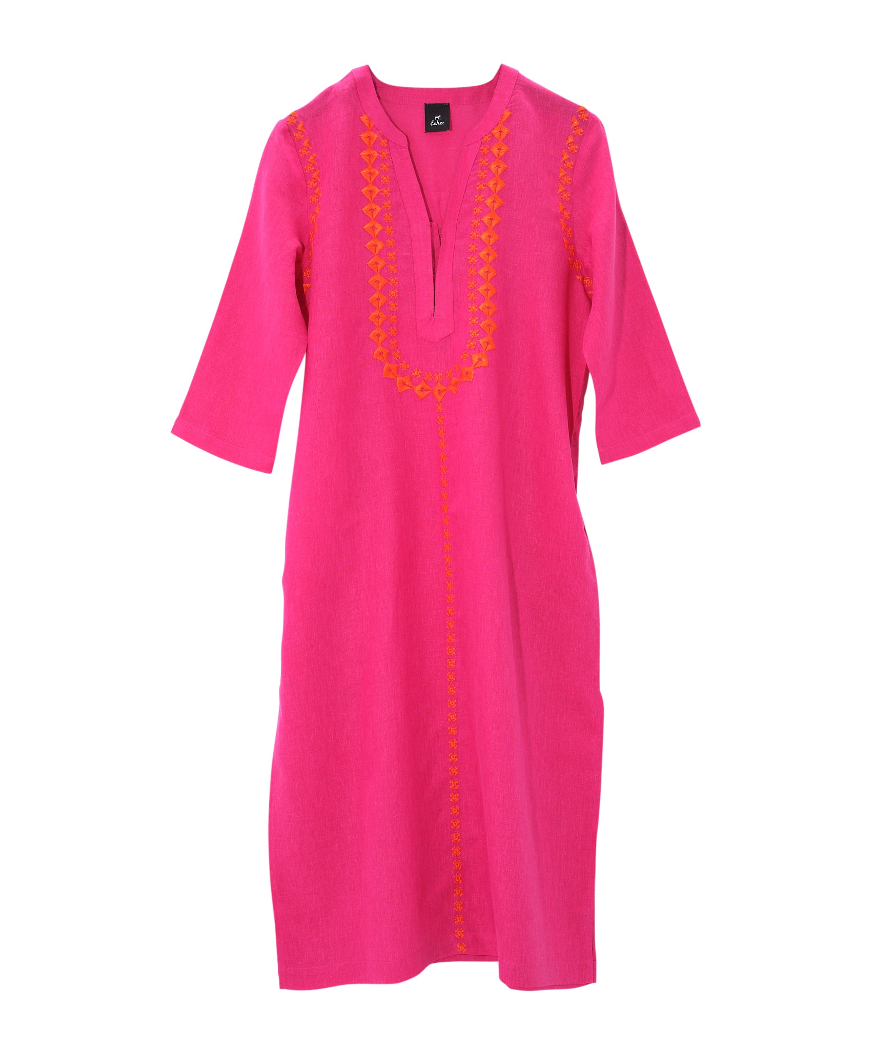 Catalina Embroidered Caftan in color Hibiscus