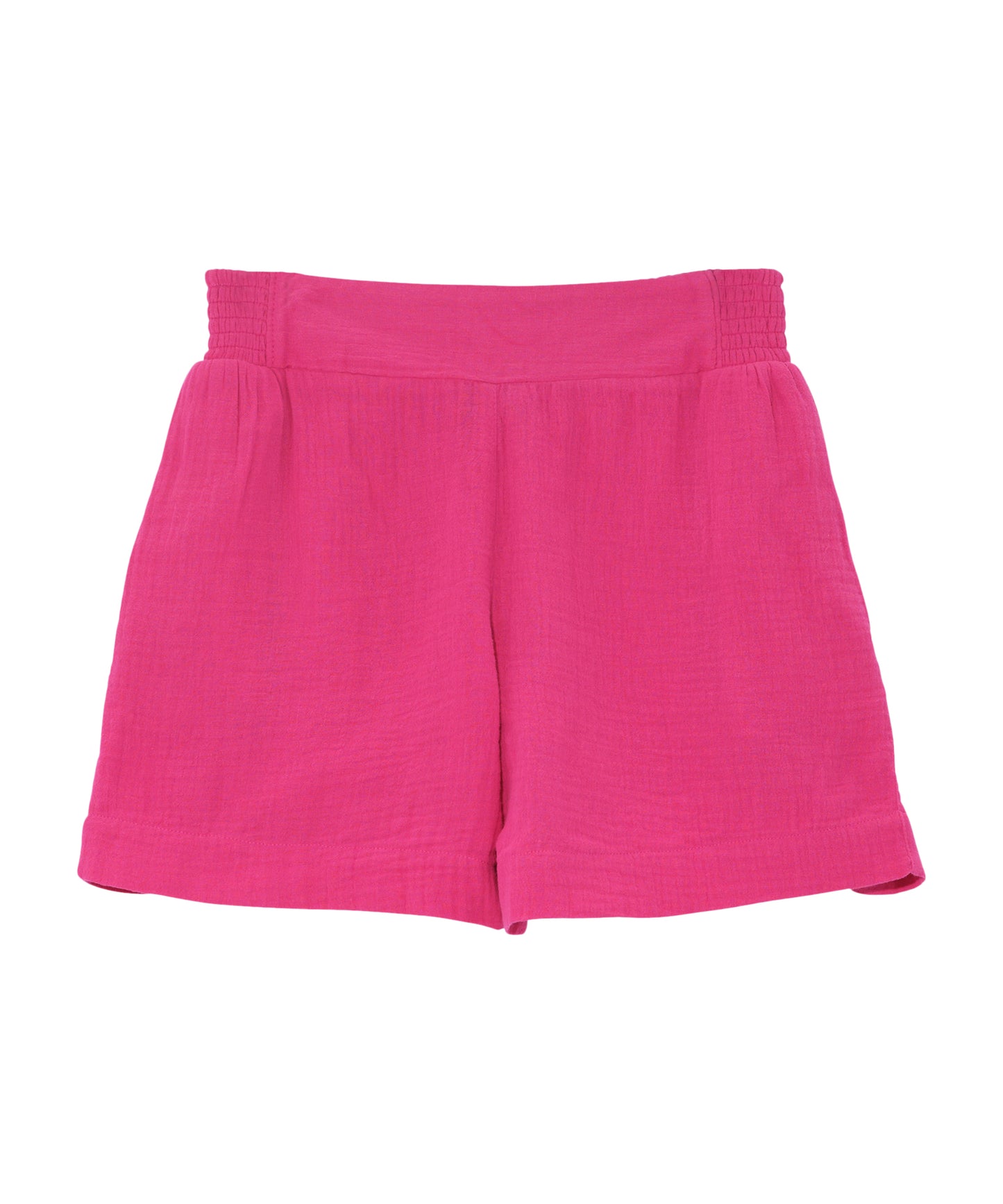 Supersoft Gauze Smocked Shorts in color hibiscus