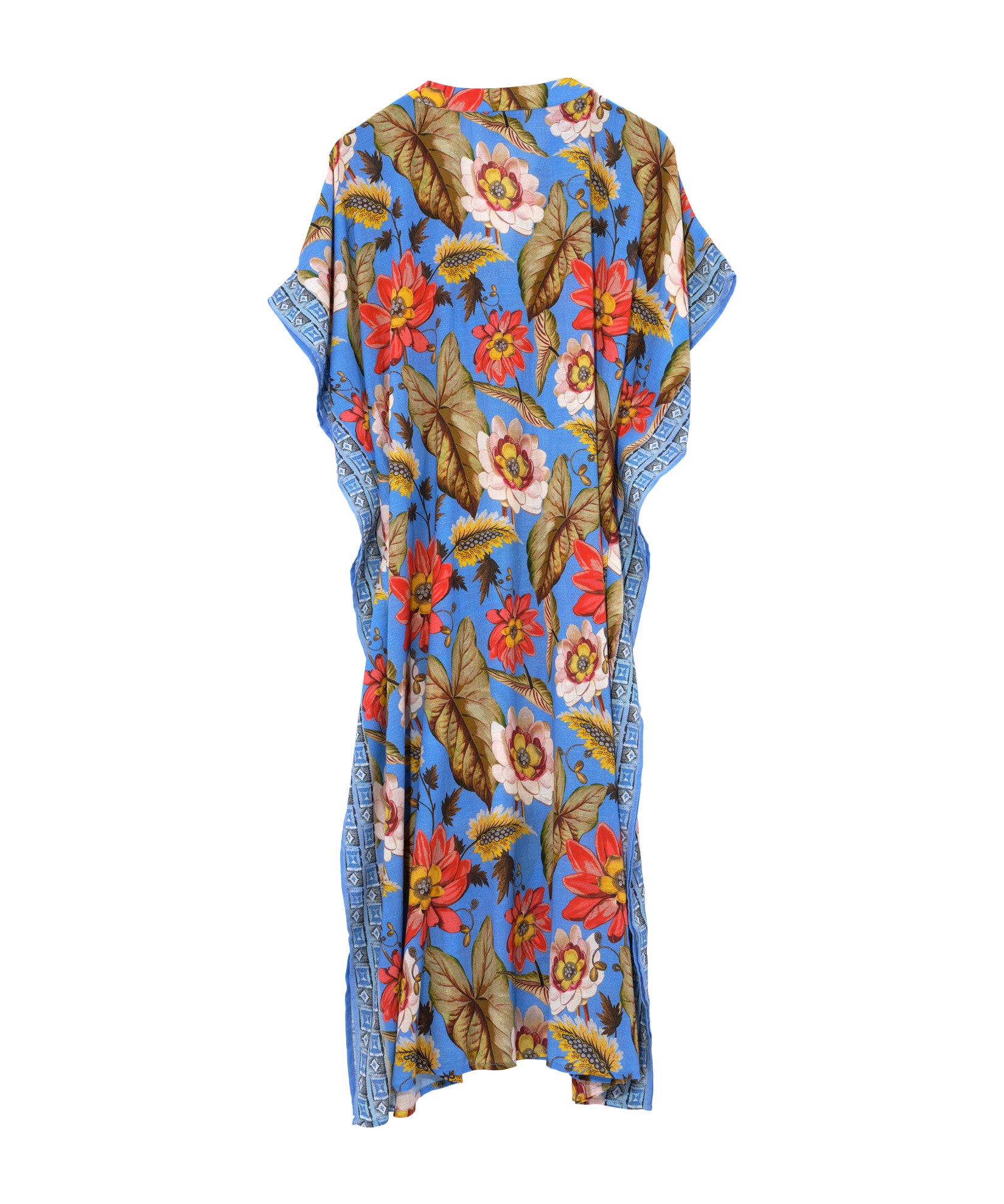 Tile Floral Maxi Caftan in Vista Blue
