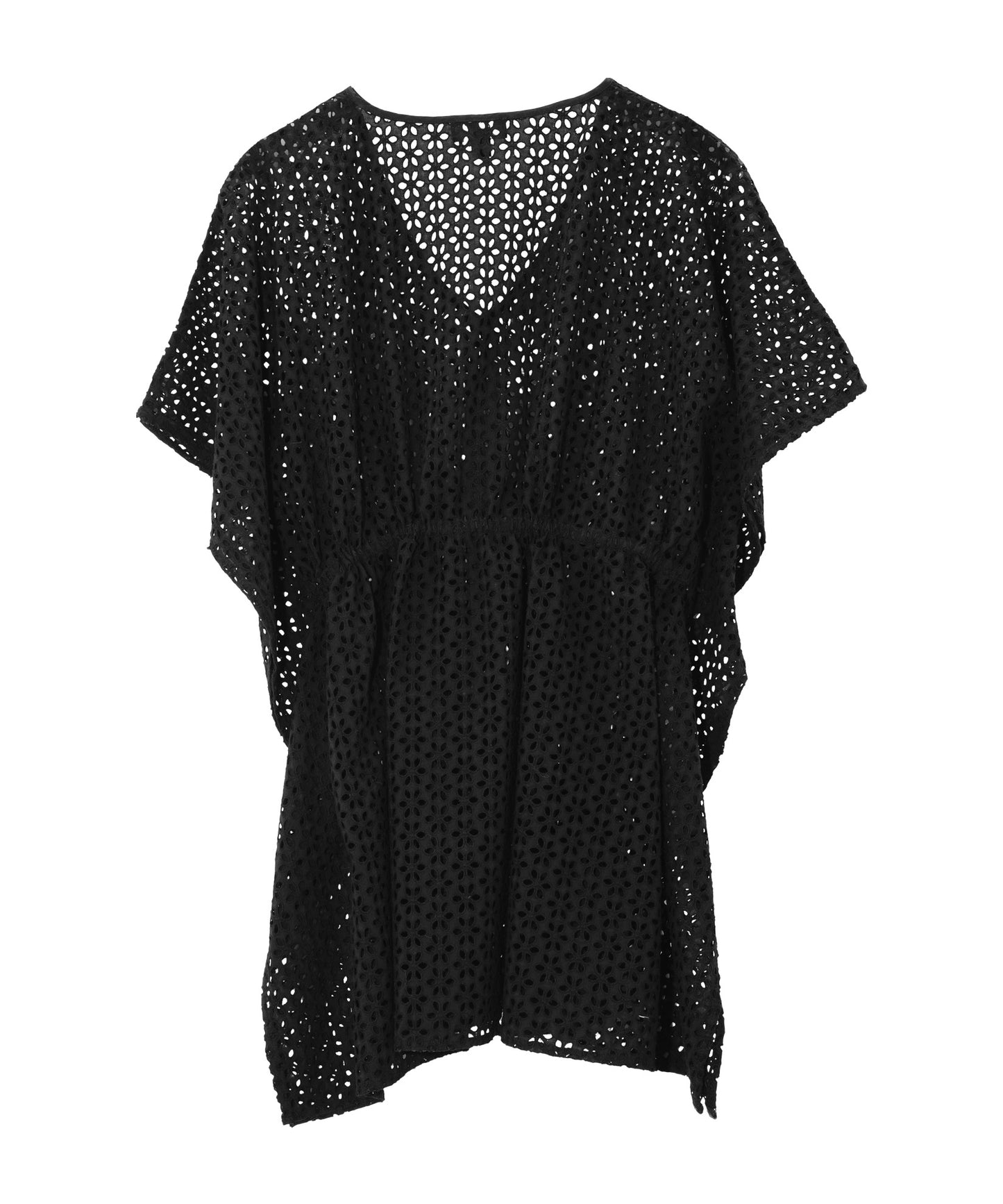 Eyelet Butterfly Caftan in color black