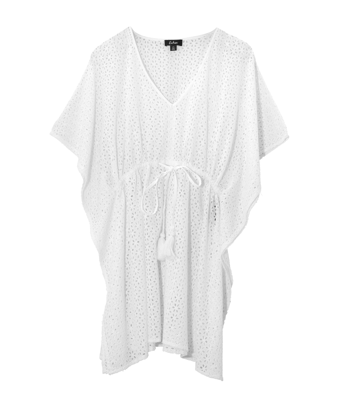 Eyelet Butterfly Caftan in color white