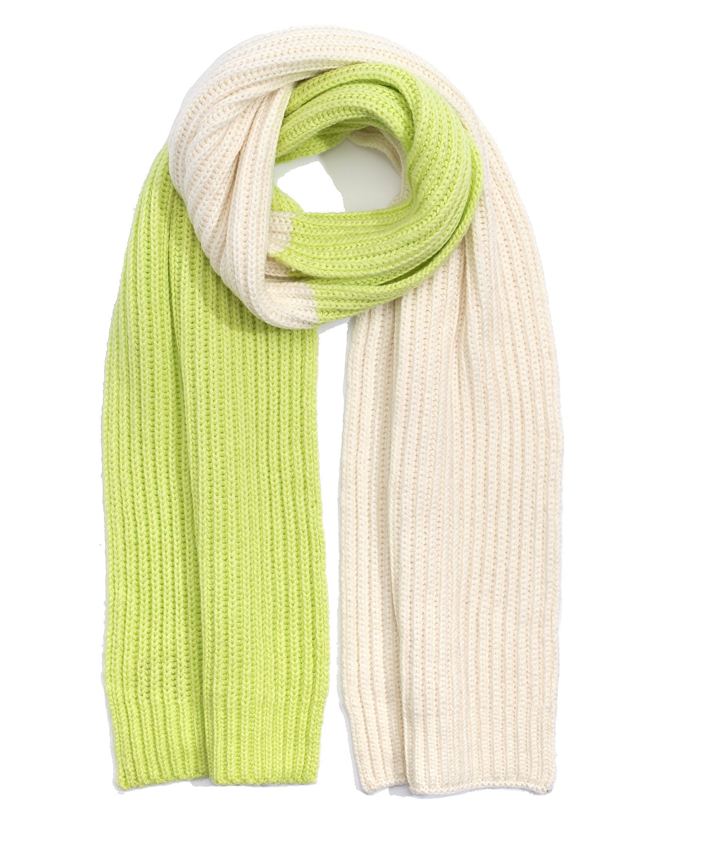 Colorbblock Rib Scarf in color Electric Lime/Ivory