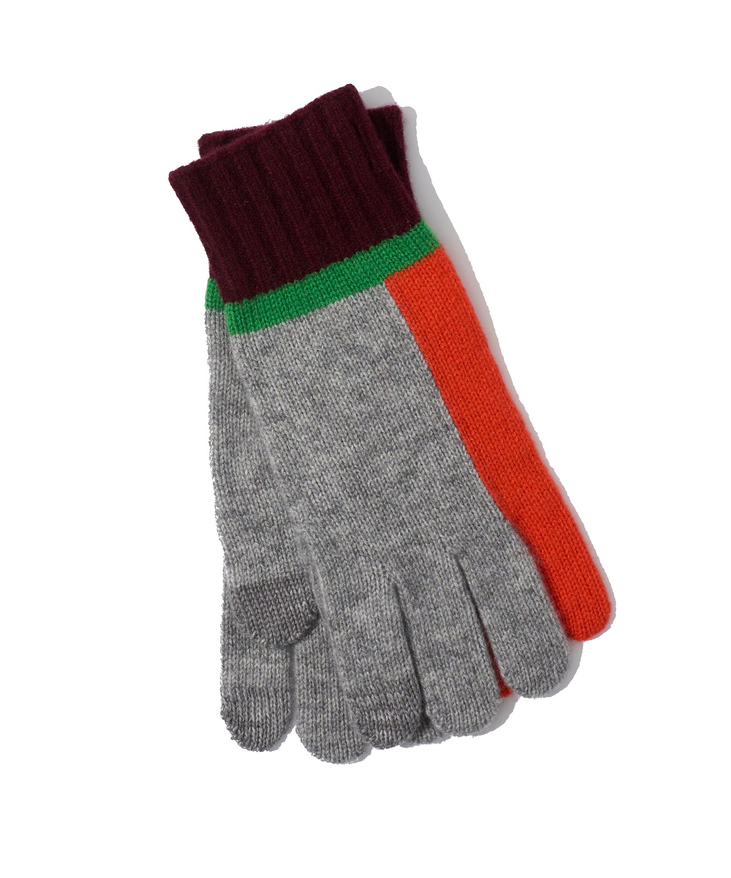 Cashmere Blend Colorblock Gloves in color Mulled Wine