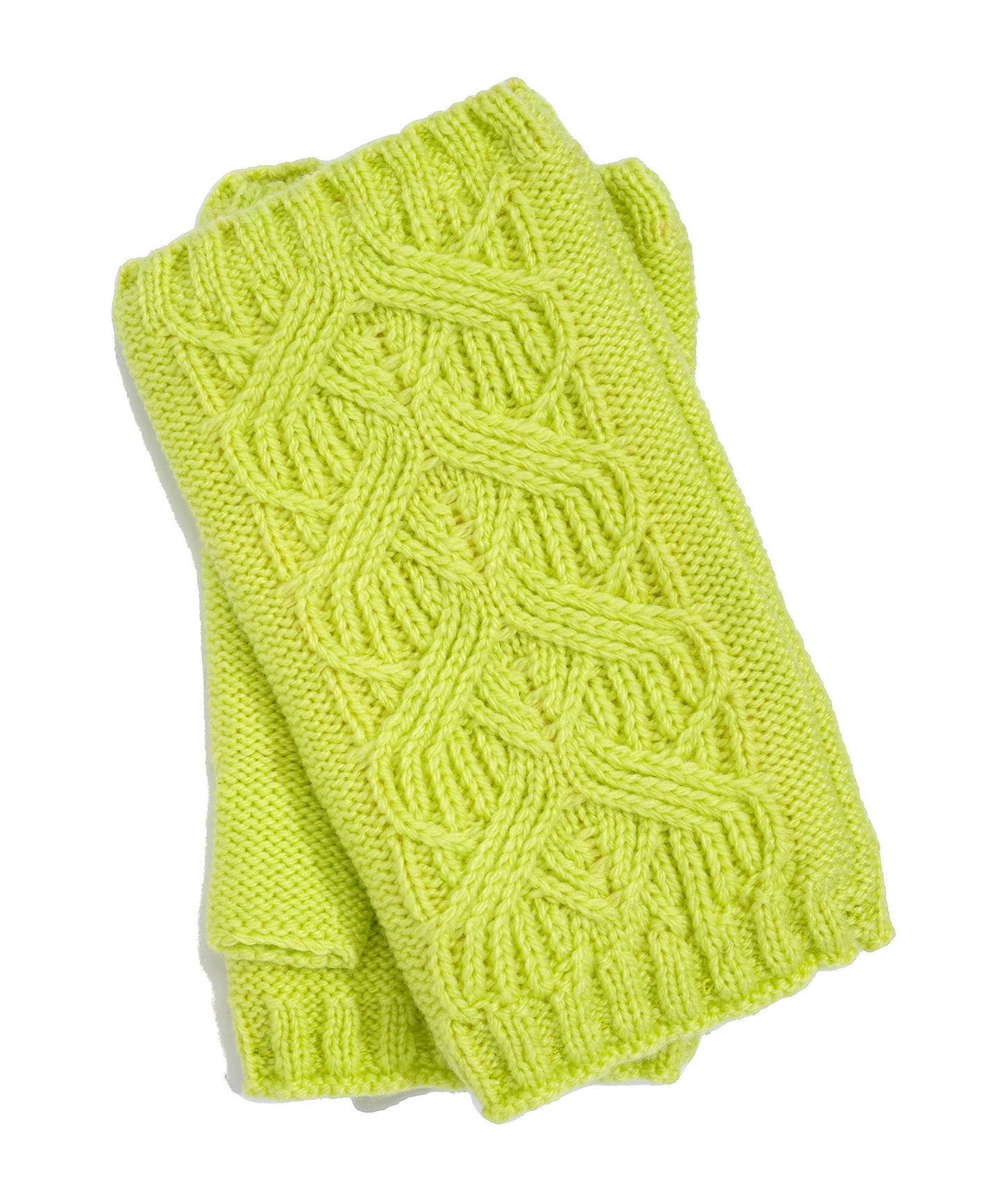 Loopy Cable Handwarmer in color Electric Lime
