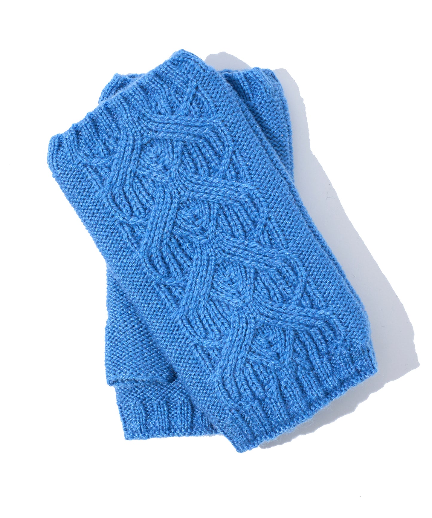 Loopy Cable Handwarmer in color Mystic Blue