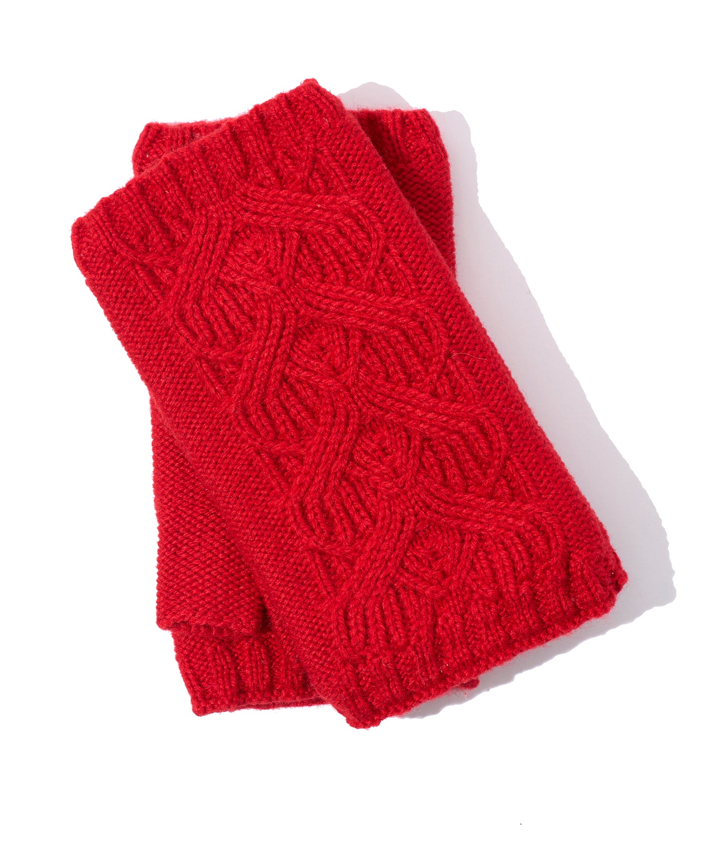 Loopy Cable Handwarmer in color Ruby Red