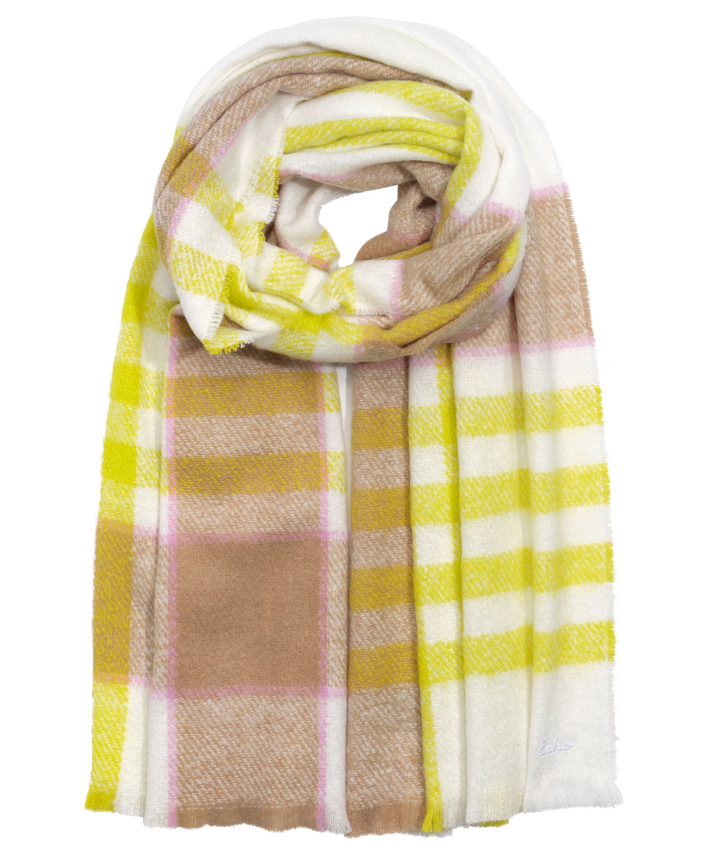 Buzzy Plaid Scarf in color Citrine