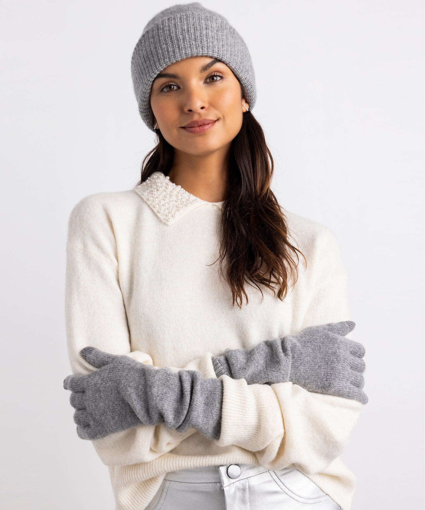 Cashmere Long Glove in color Grey Heather