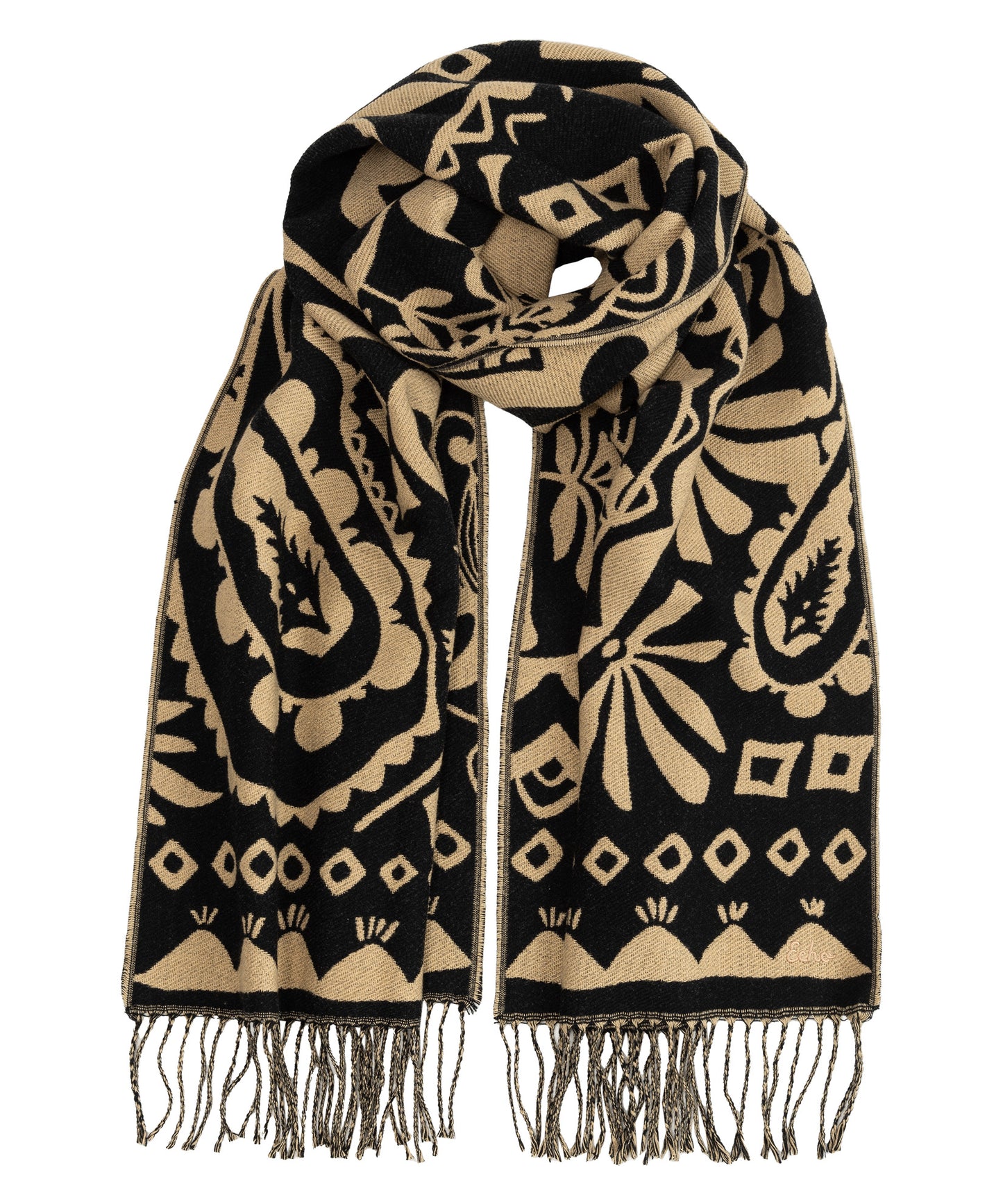 Park Paisley Jacquard Scarf in color black