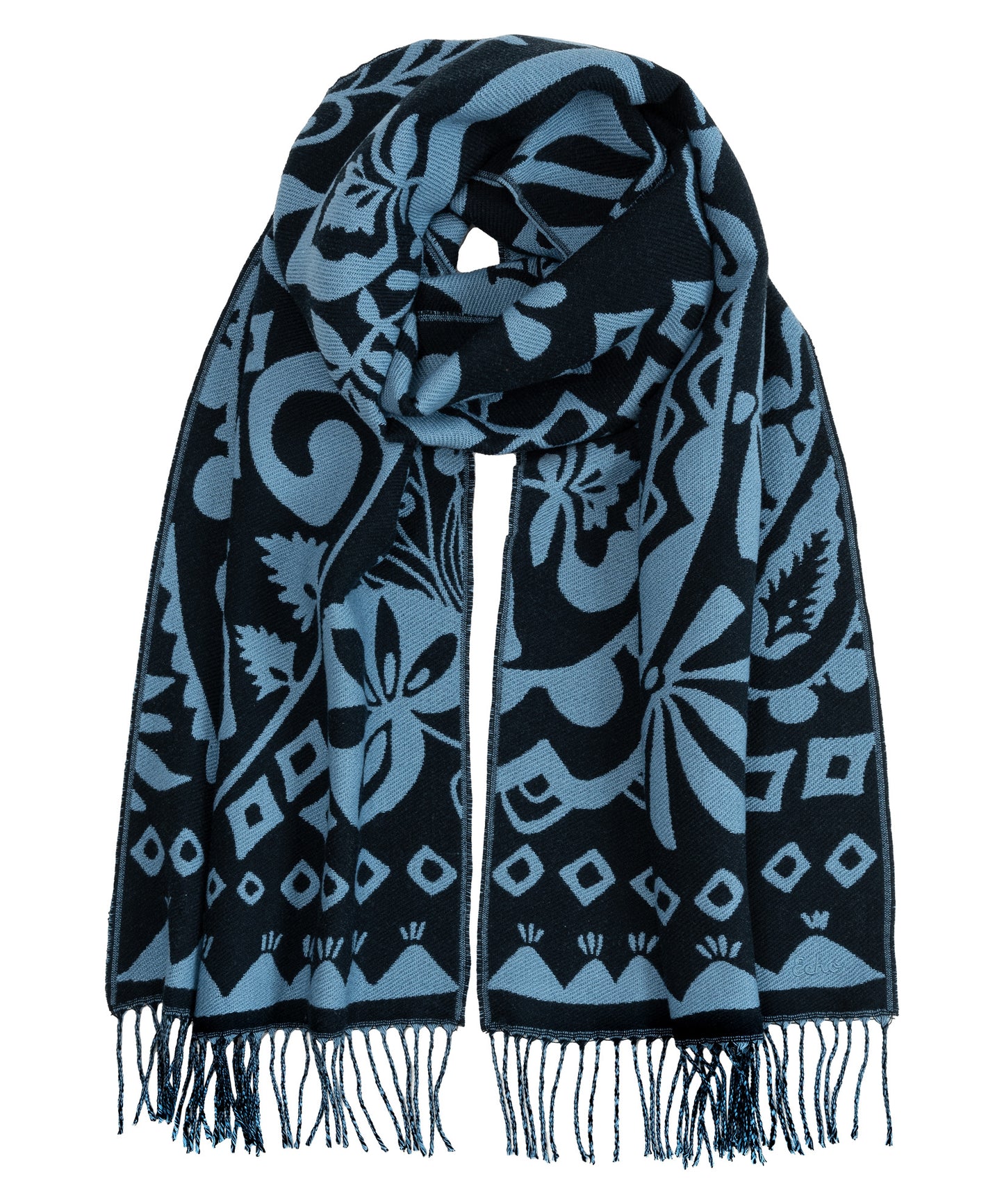 Park Paisley Jacquard Scarf in color navy