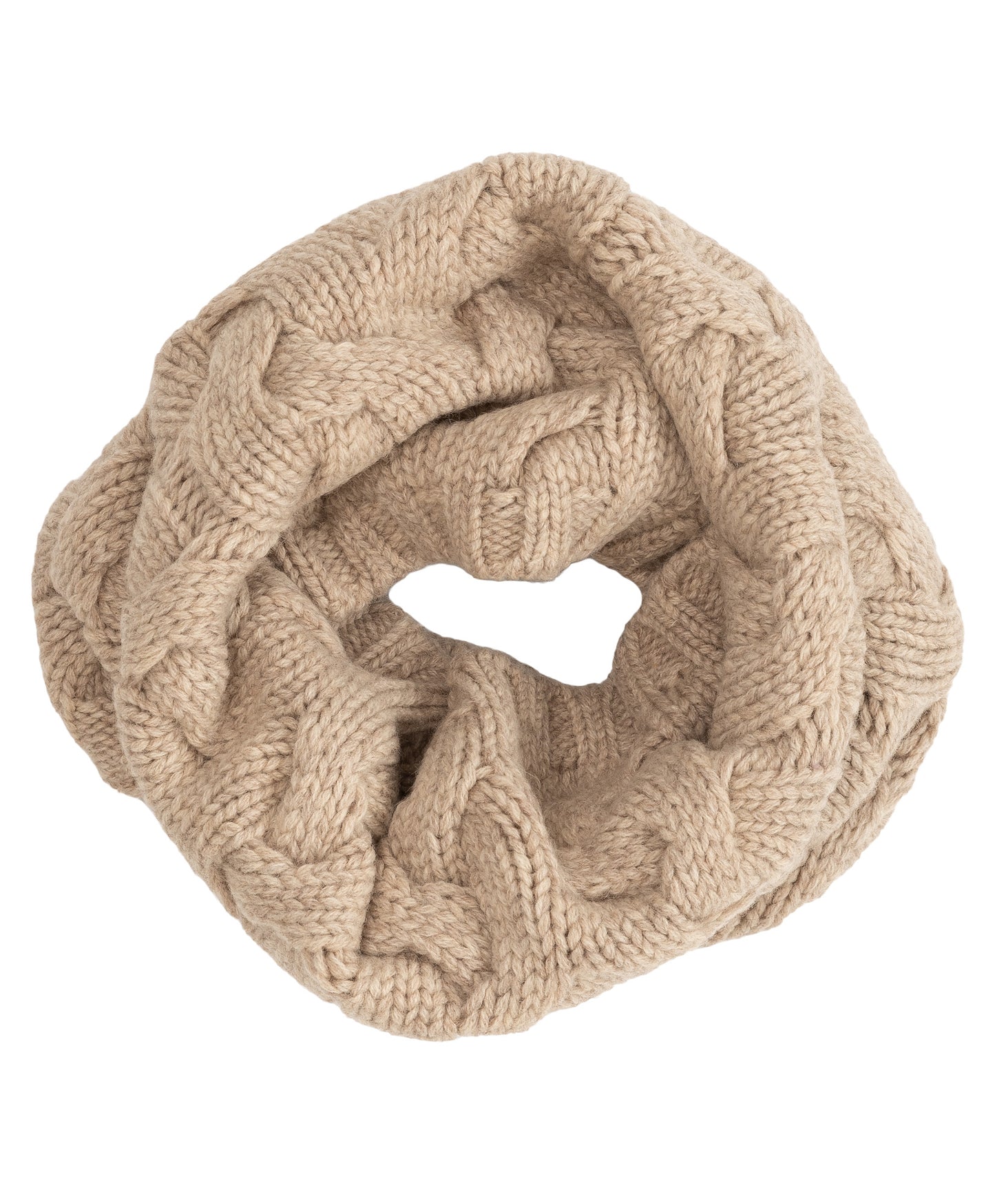 Park Cable Snood in color farro heather