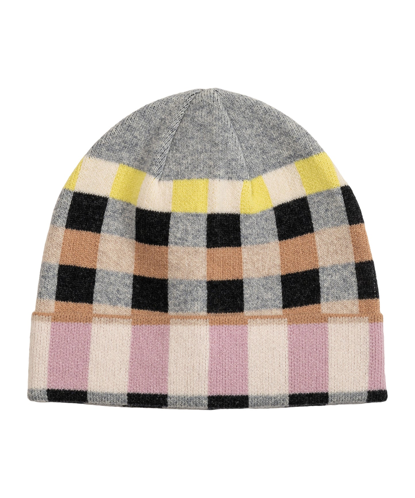 Merino Wool Geo Jacquard Beanie in color black