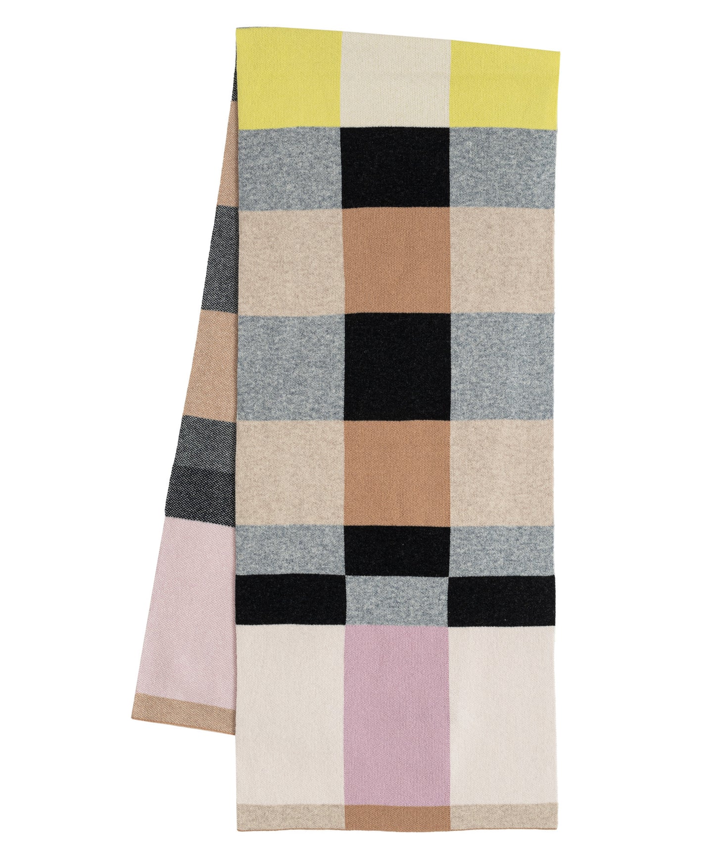 Merino Wool Geo Jacquard Scarf in color black
