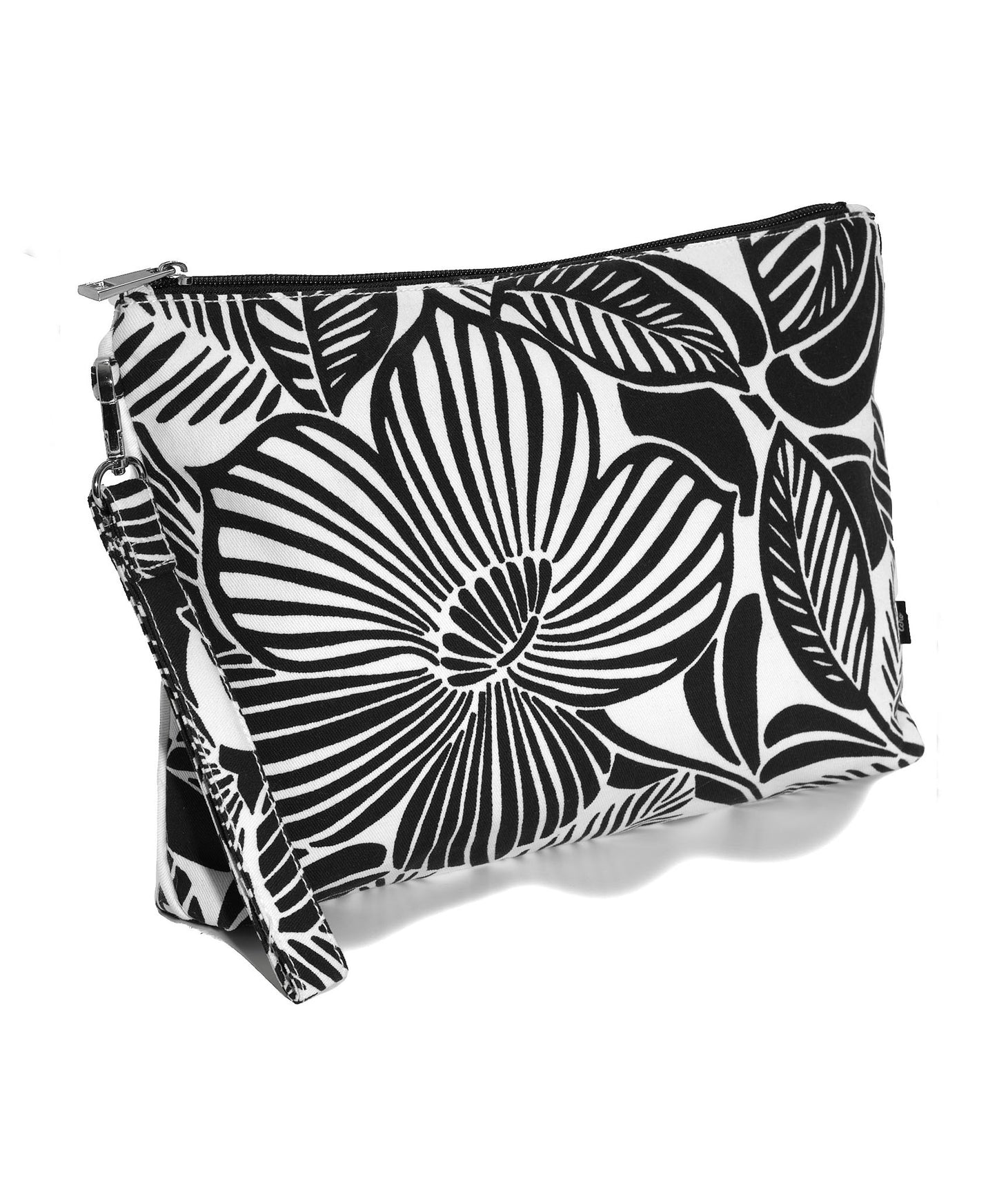 Wood Cut Floral Beach Clutch in color Black
