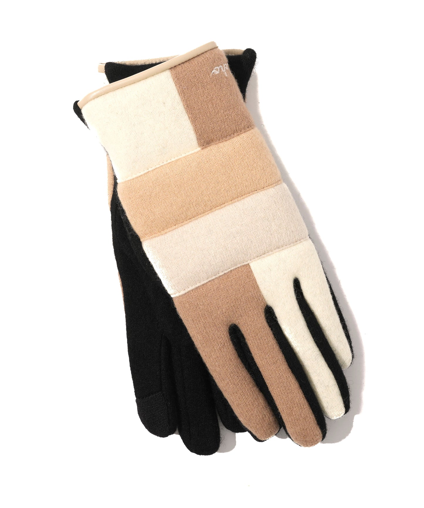 Wool Blend Patchwork Glove in color Teak