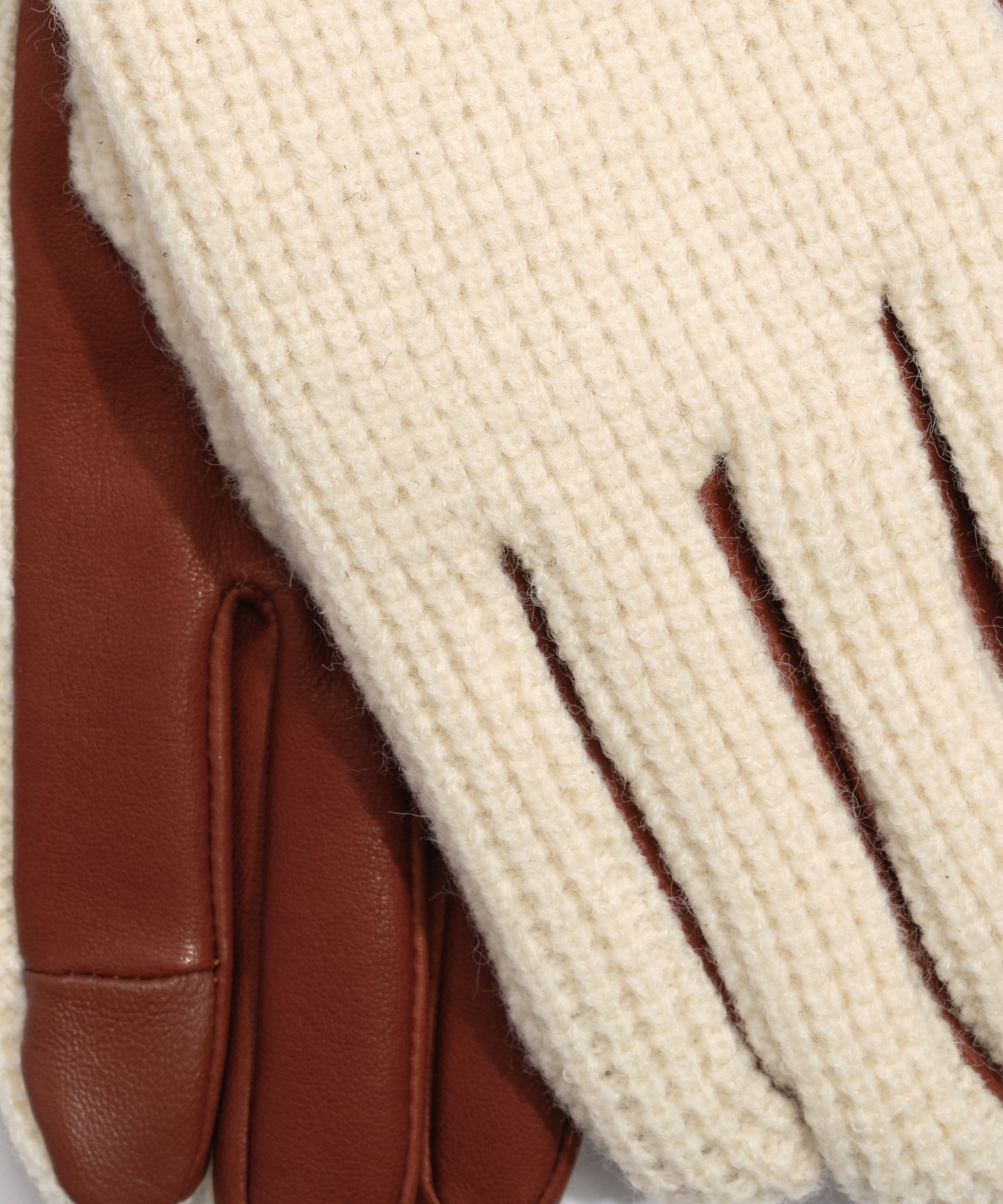 Waffle Stitch And Leather Glove in color Chestnut/Cream