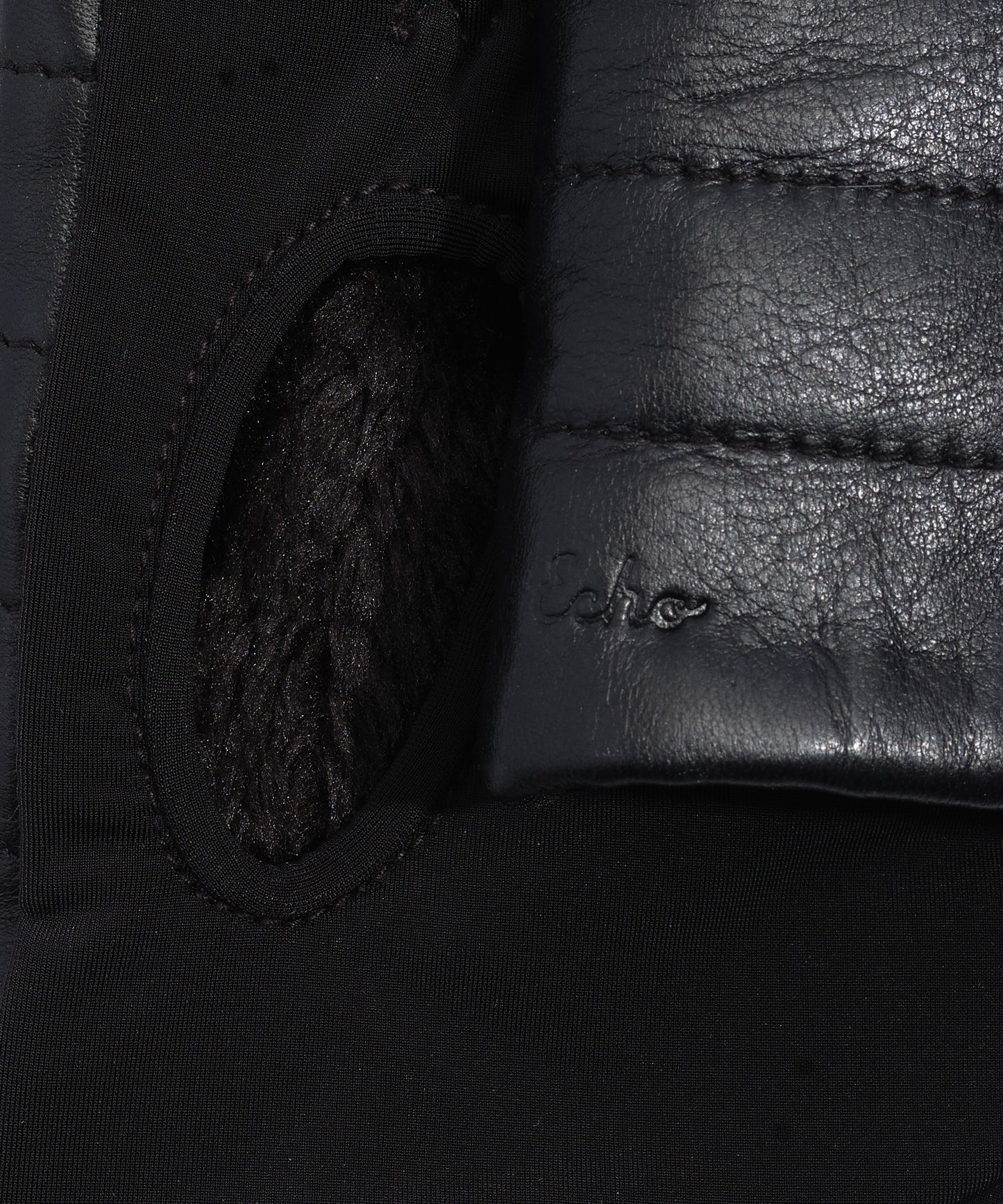 Channel Quilted Leather Hand-warmer in color Black