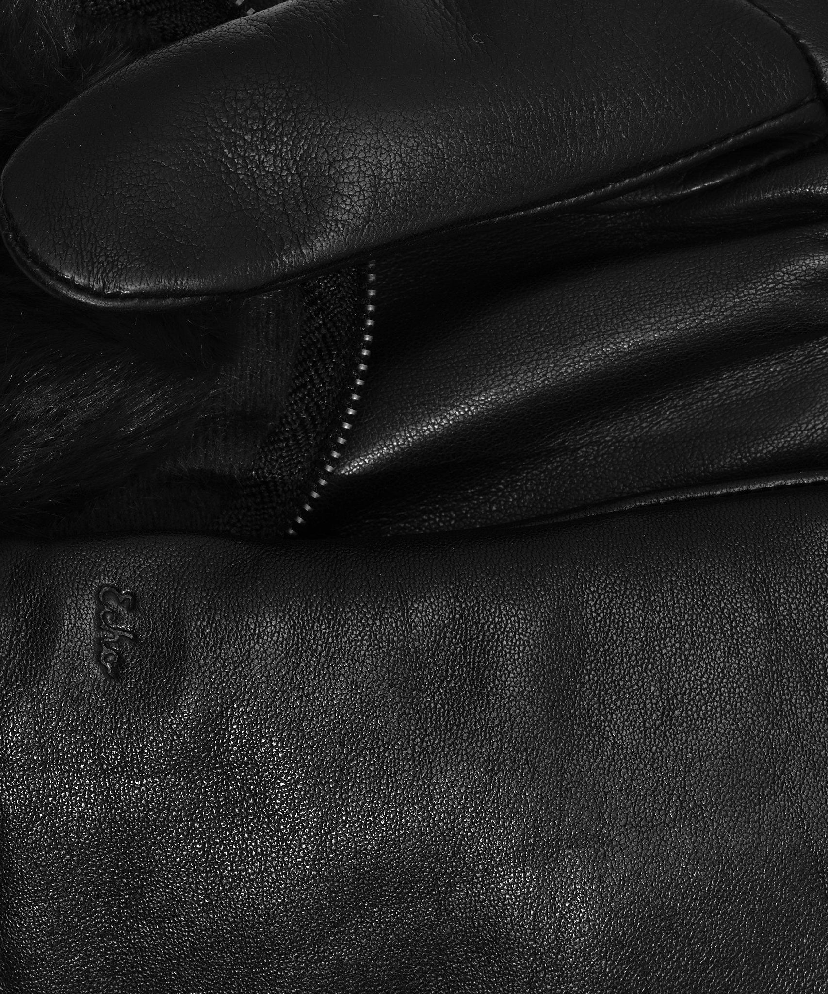 Zip-top Glove With Faux Fur Lining in color Black