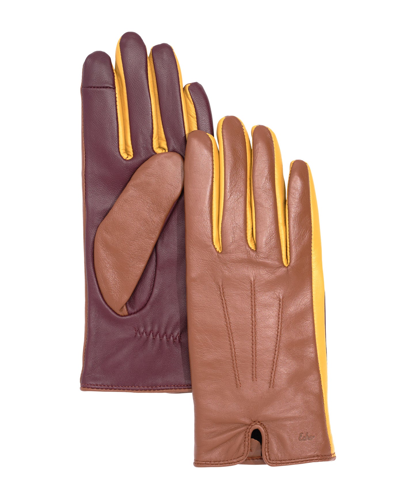 Colorblock Leather Glove in color cinnamon bark