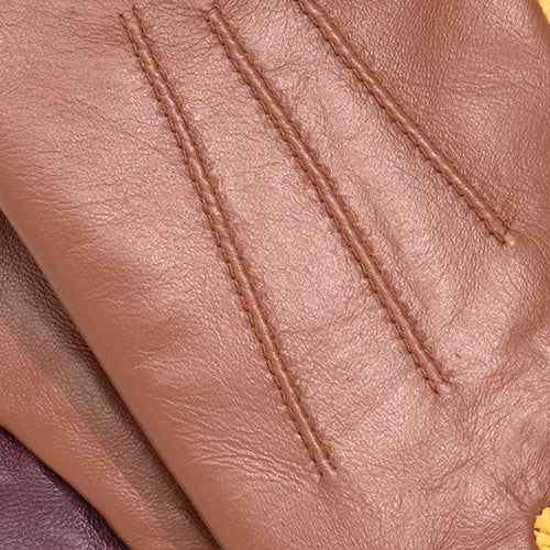 Colorblock Leather Glove in color cinnamon bark