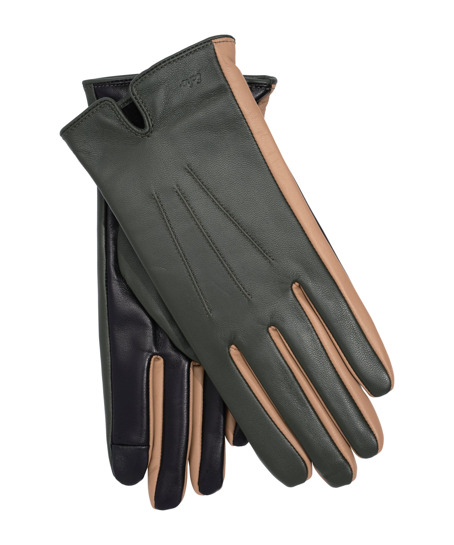 Colorblock Leather Glove in color forest green