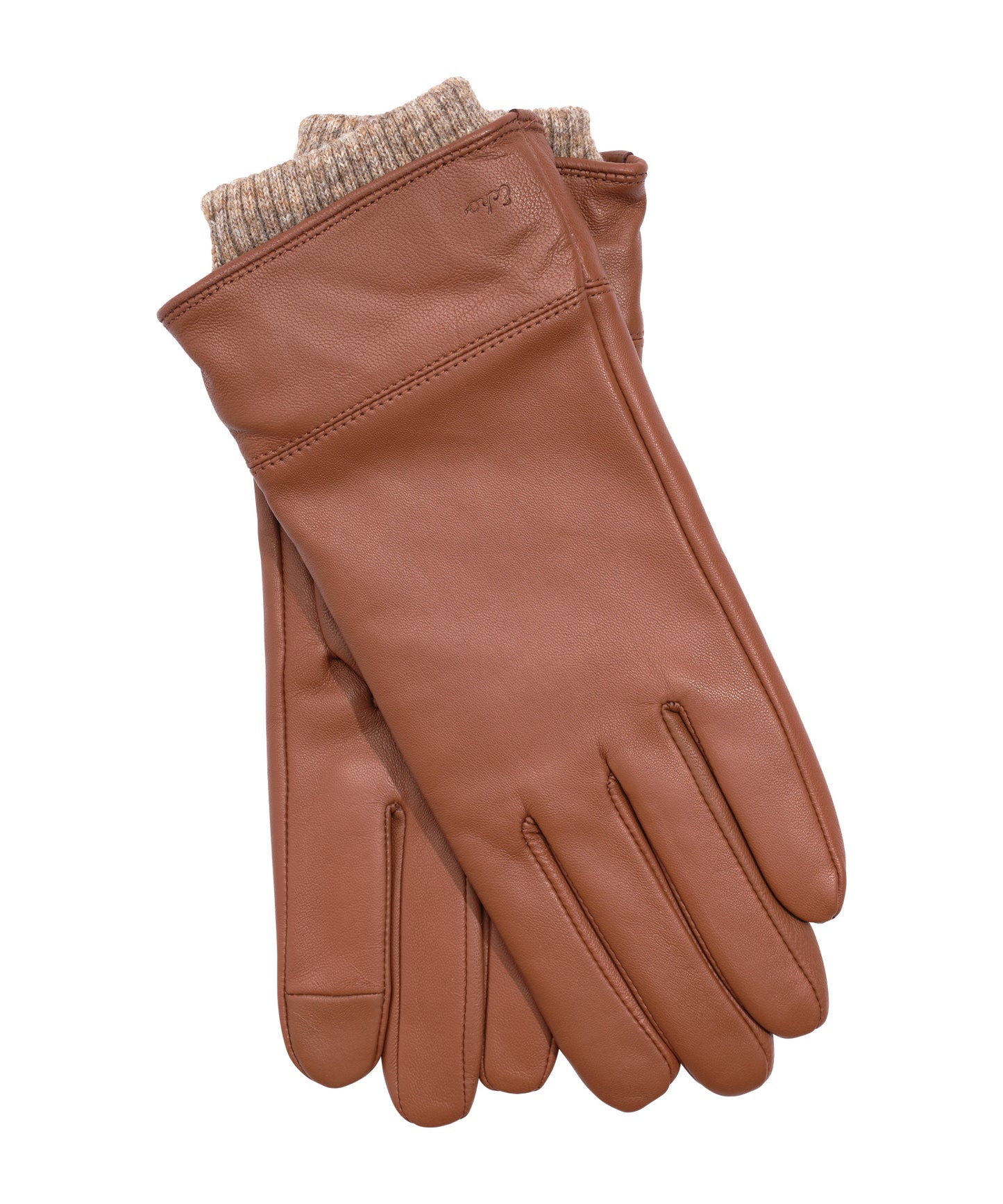 Rib Cuff Leather Glove in color cinnamon bark