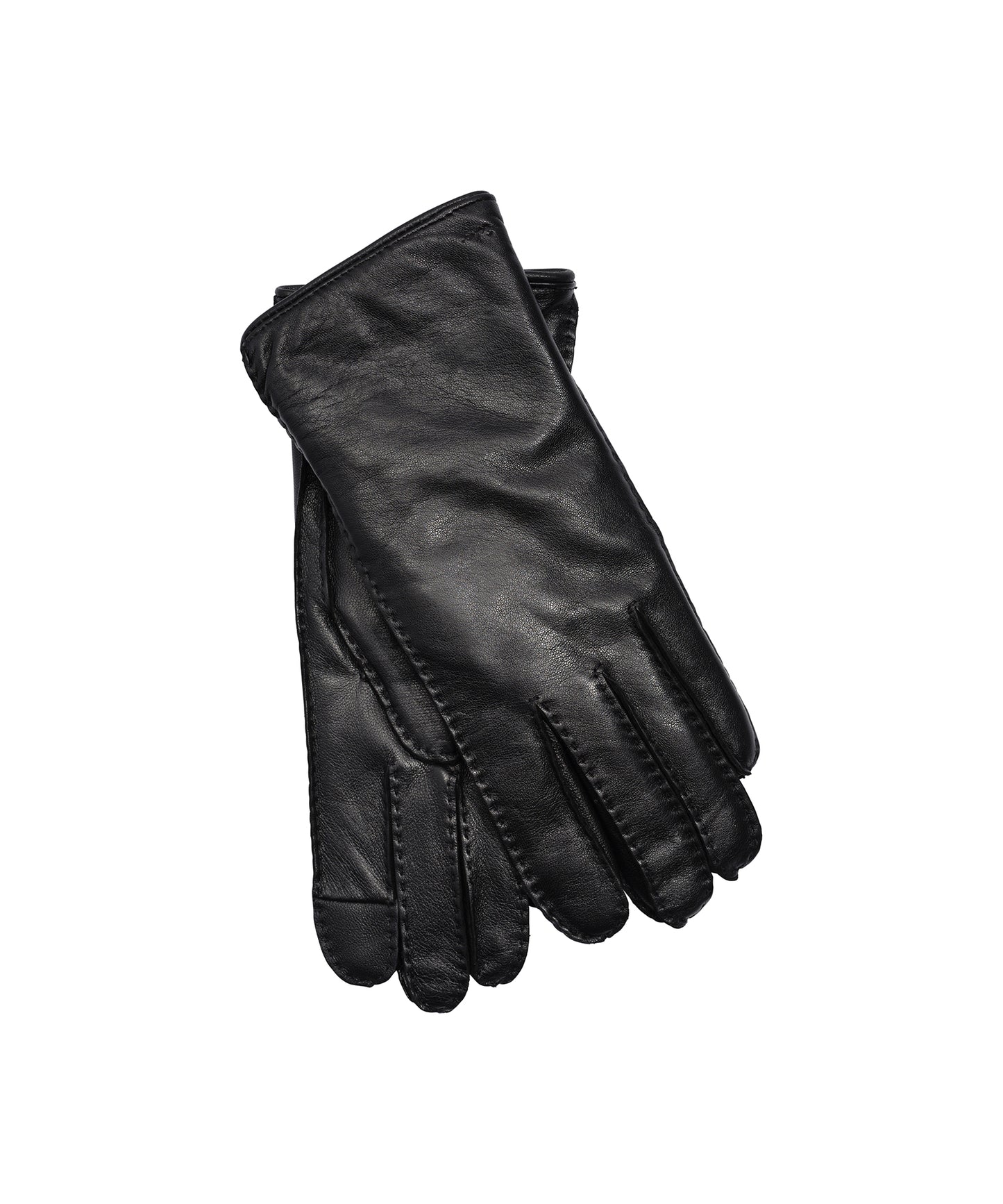 Stitch Detail Leather Glove in color black