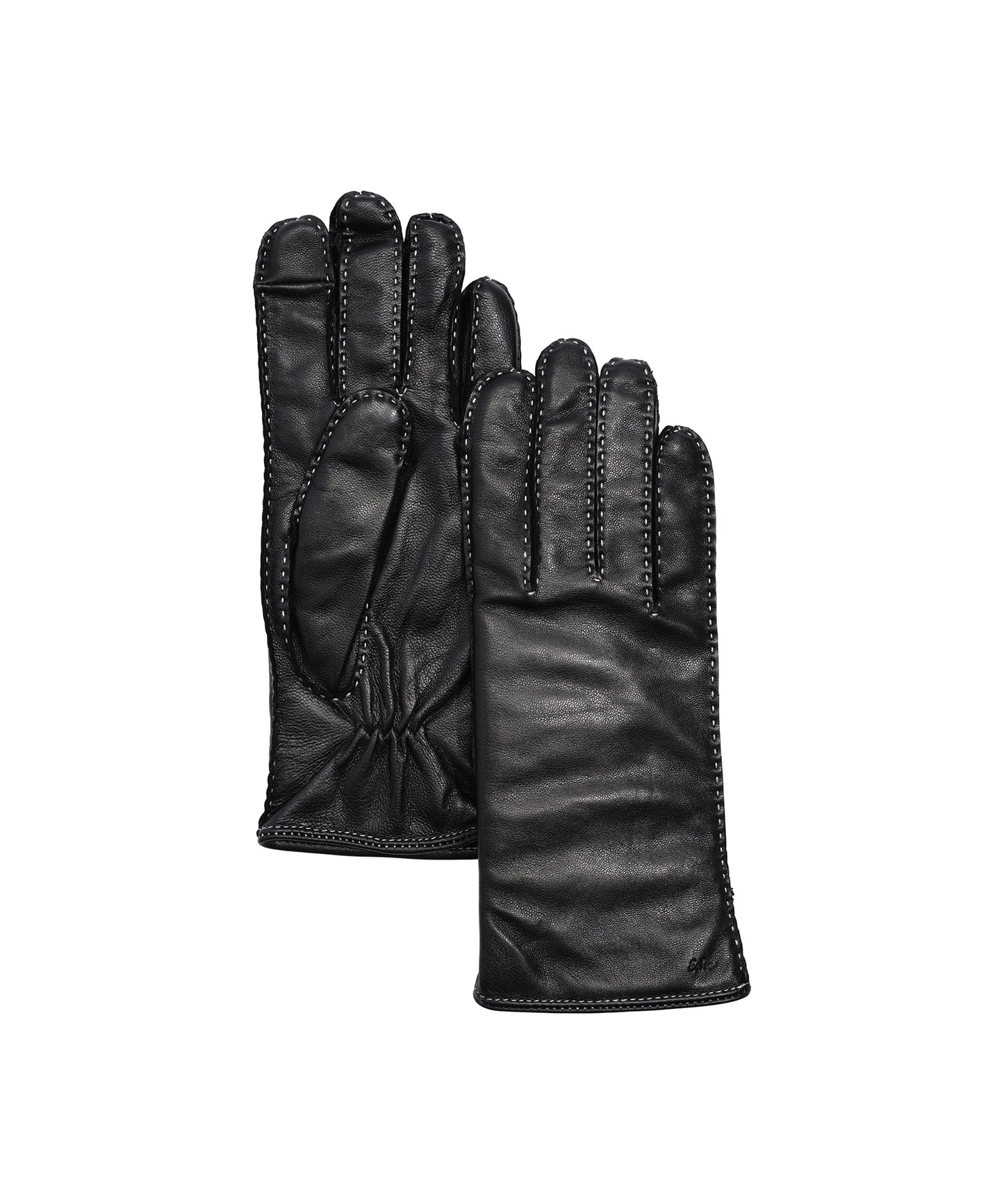 Stitch Detail Leather Glove in color black multi