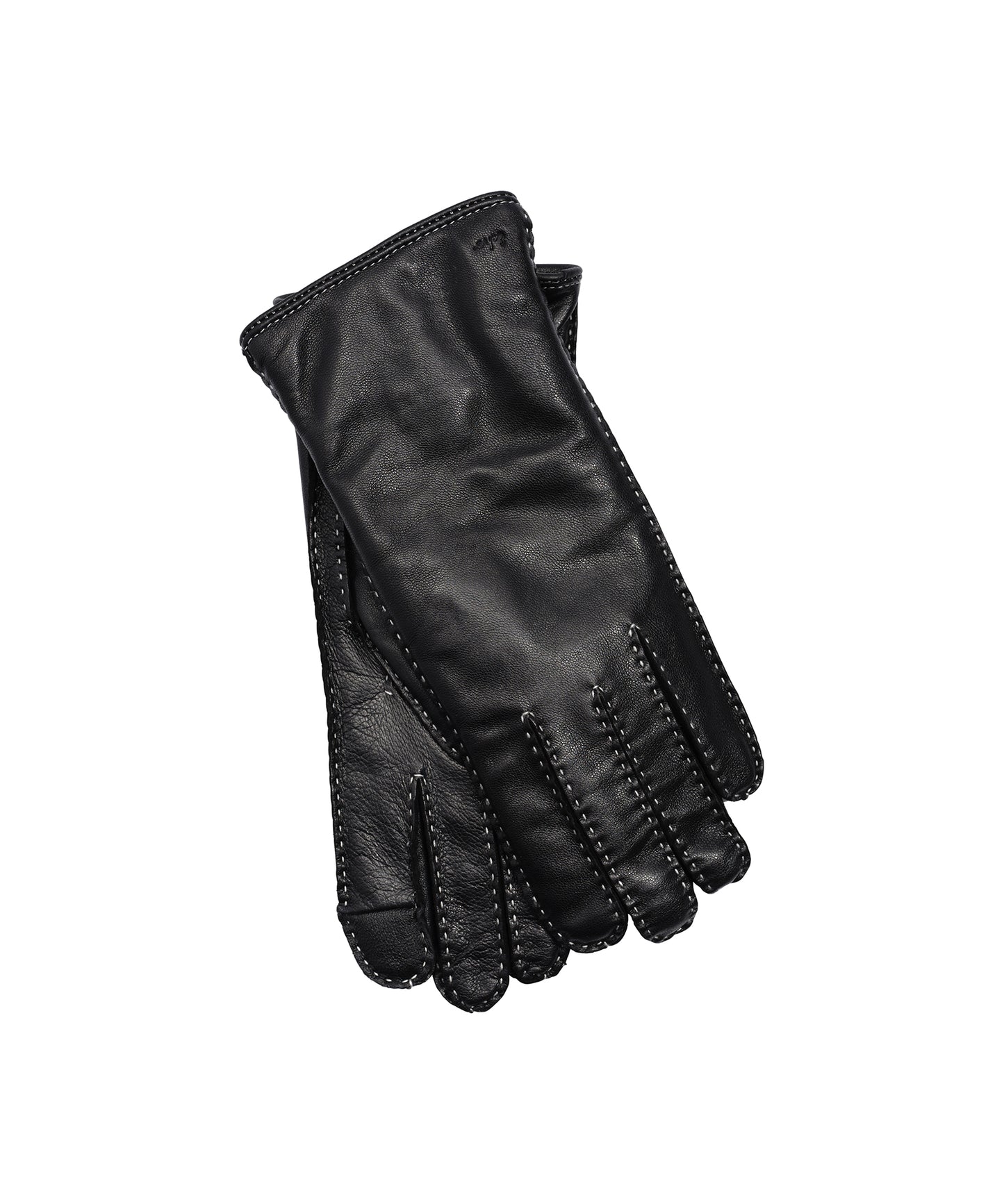 Stitch Detail Leather Glove in color black multi