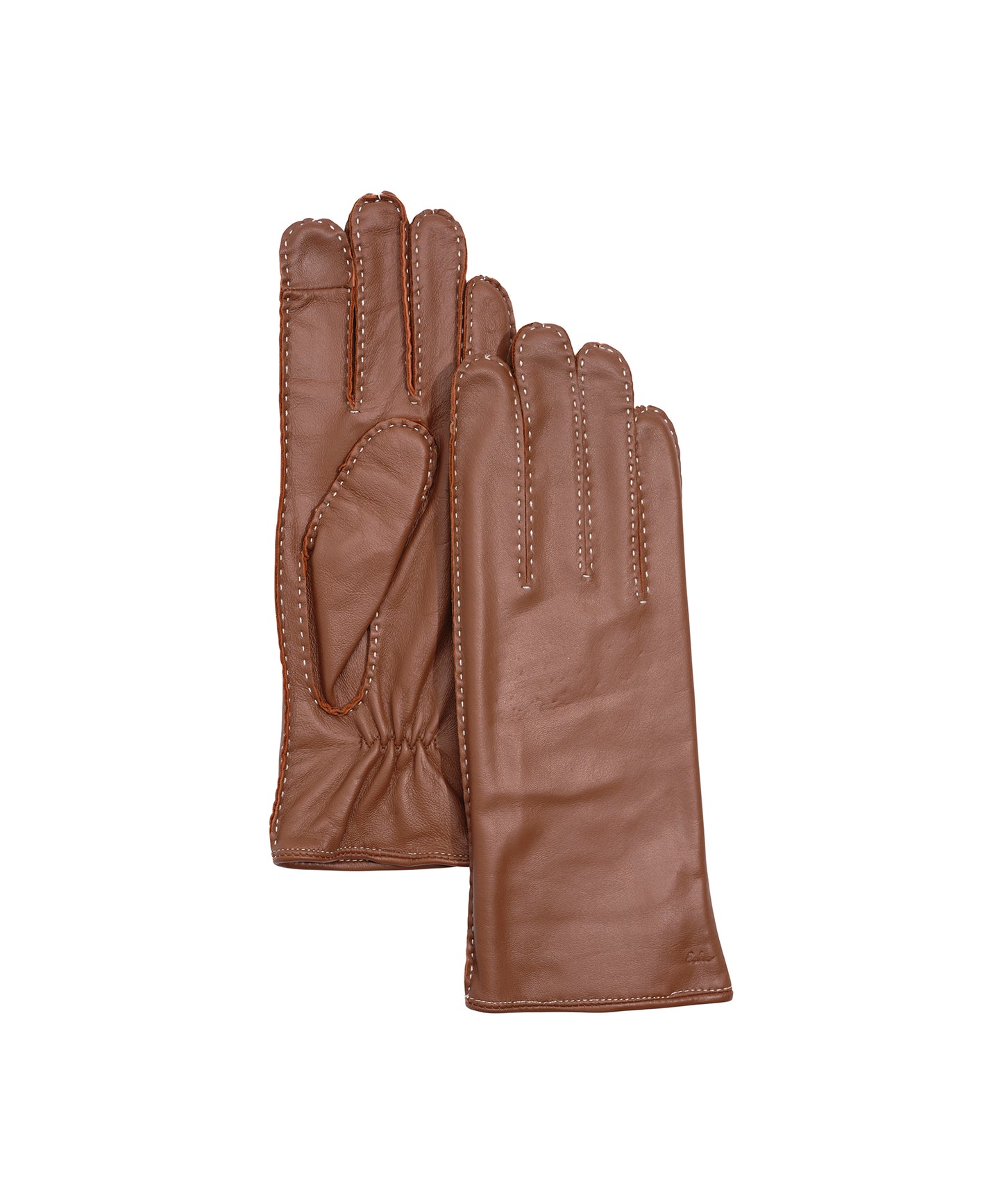 Stitch Detail Leather Glove in color cinnamon bark