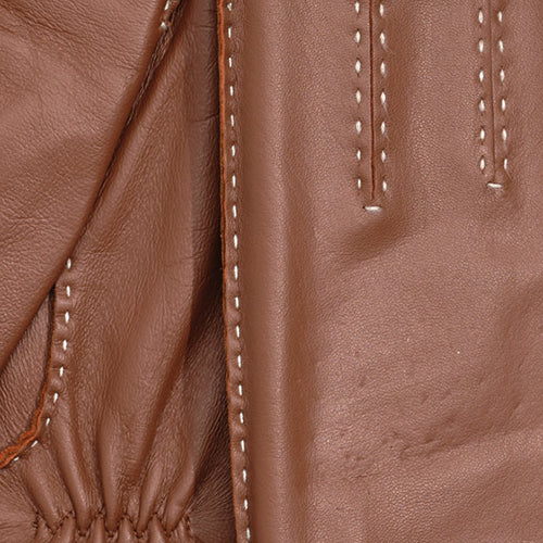 Stitch Detail Leather Glove in color cinnamon bark