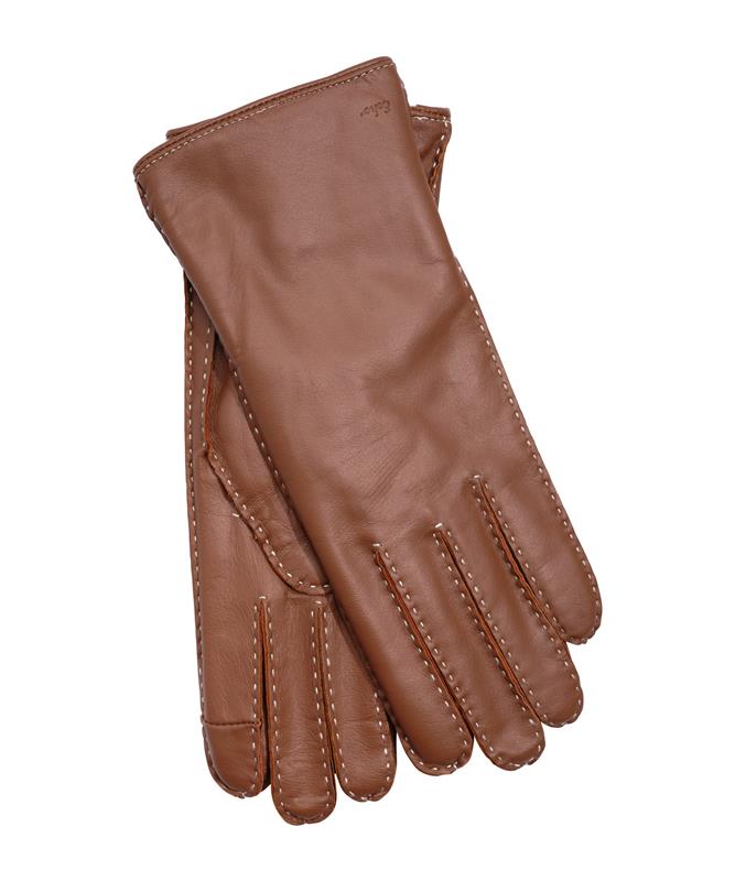 Stitch Detail Leather Glove in color cinnamon bark