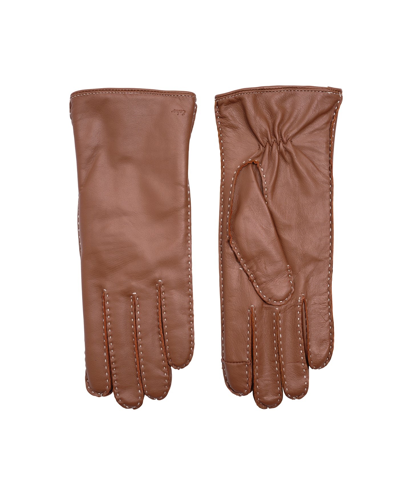 Stitch Detail Leather Glove in color cinnamon bark