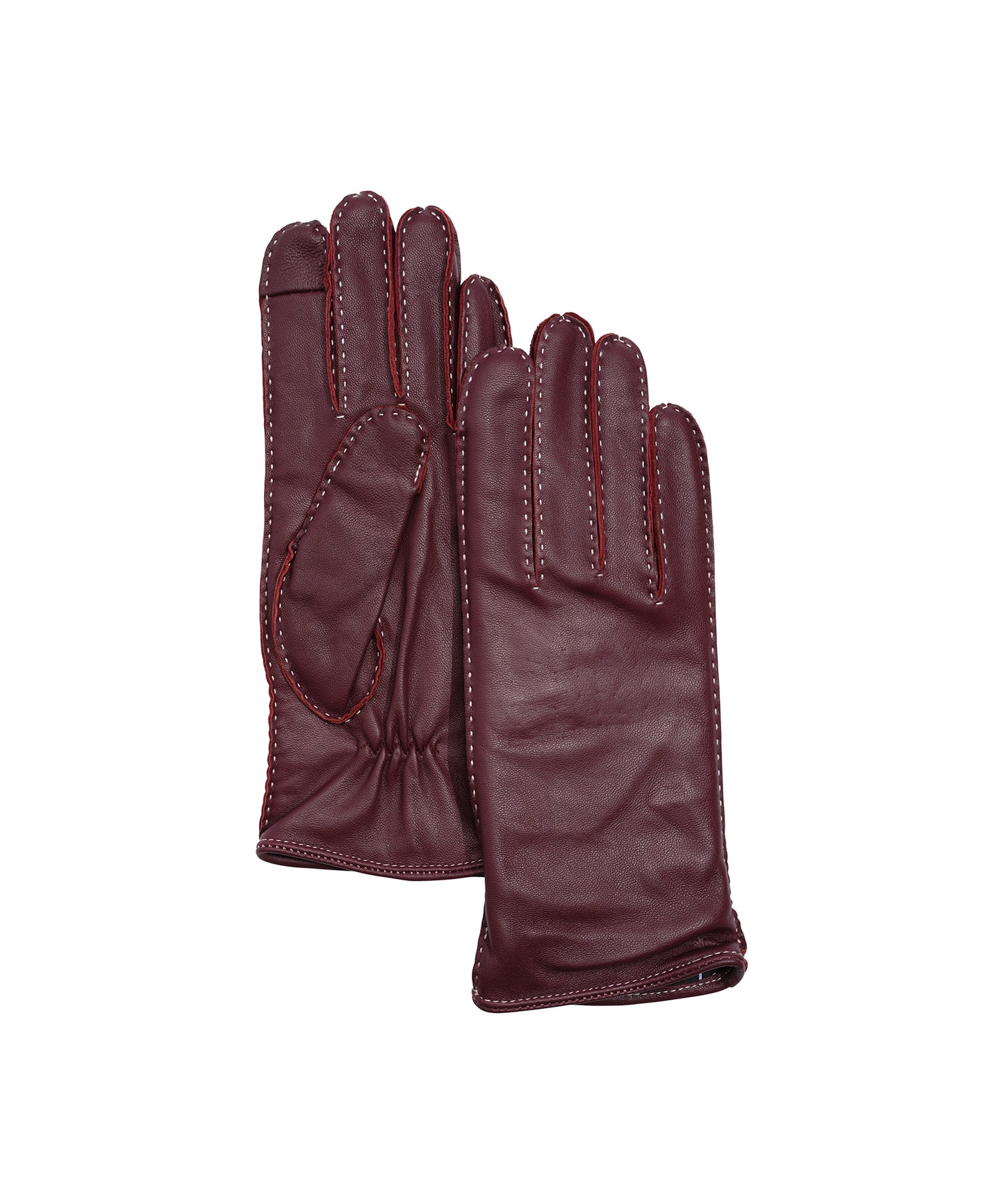 Stitch Detail Leather Glove in color fig
