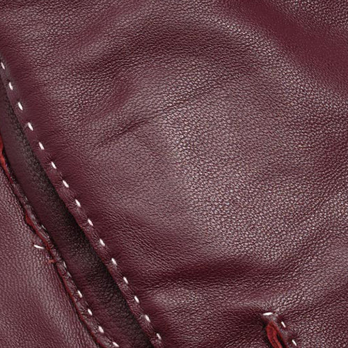 Stitch Detail Leather Glove in color fig