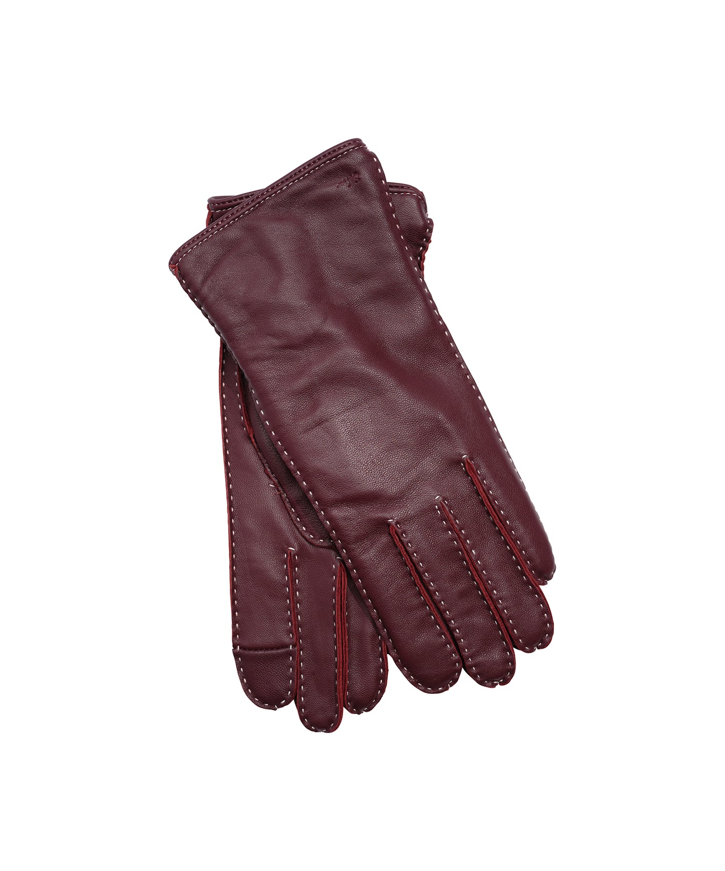 Stitch Detail Leather Glove in color fig