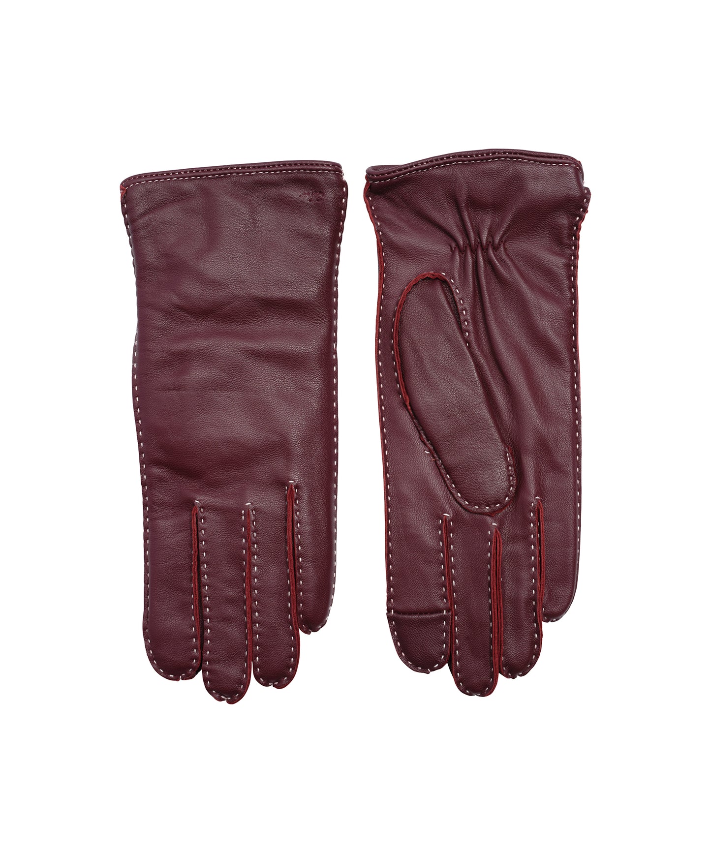 Stitch Detail Leather Glove in color fig