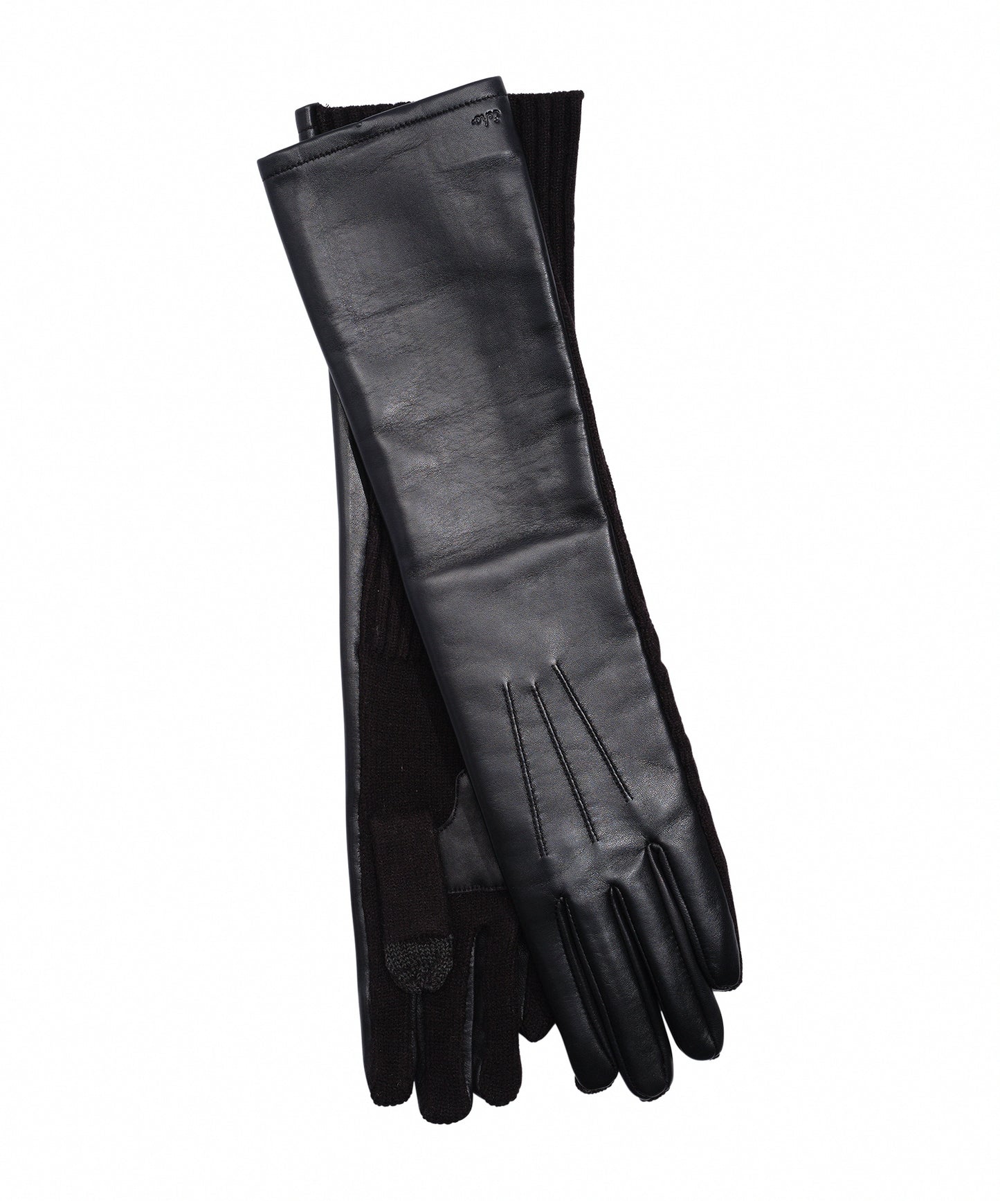 Fully Long Leather Glove in color black