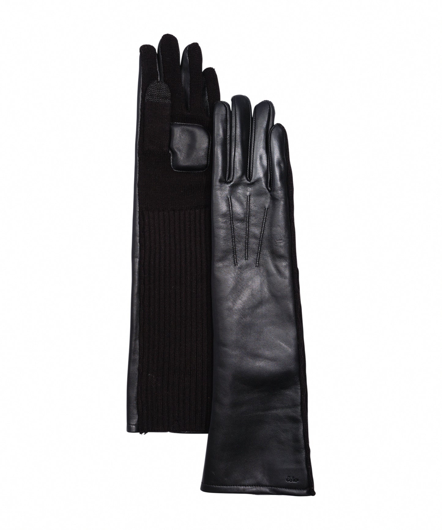 Fully Long Leather Glove in color black