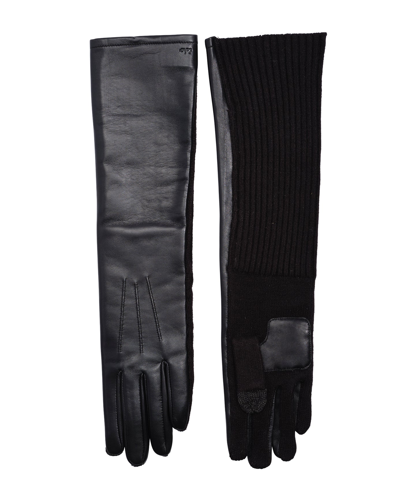 Fully Long Leather Glove in color black