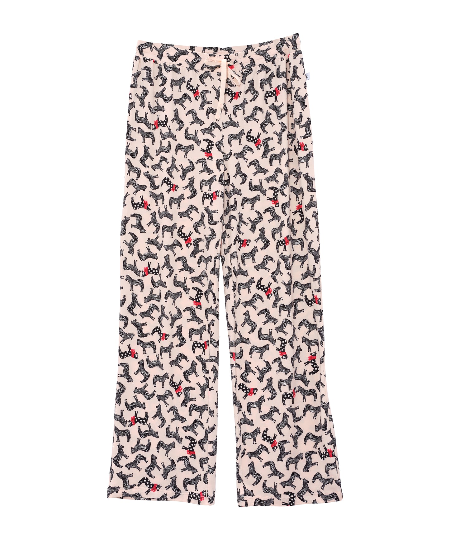 Holiday Zebra Red Ribbon Folded Notch Pj Set in color Holiday Zebra