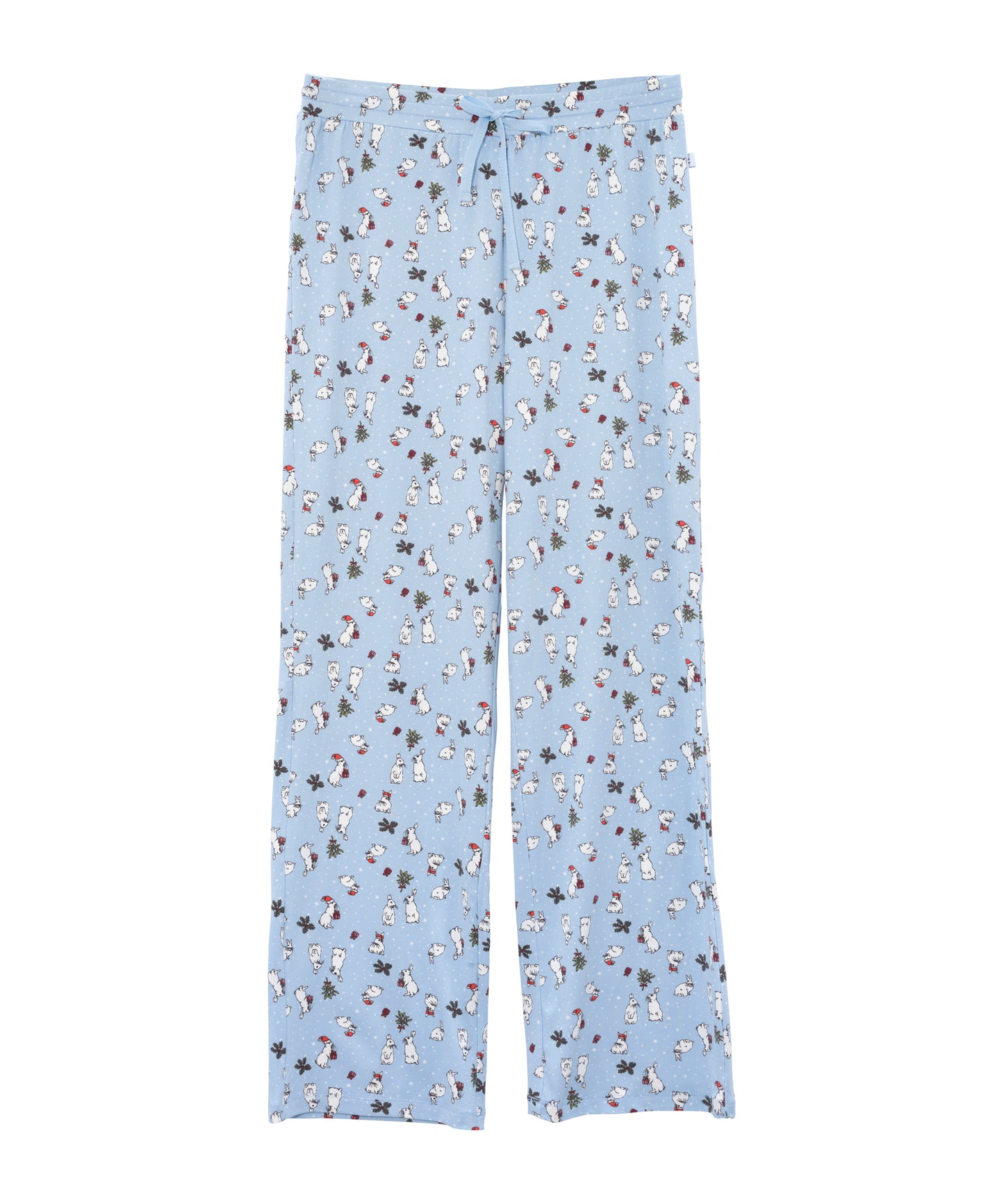 Snow Bunny Red Ribbon Folded Notch Pj Set in color Snow Bunny
