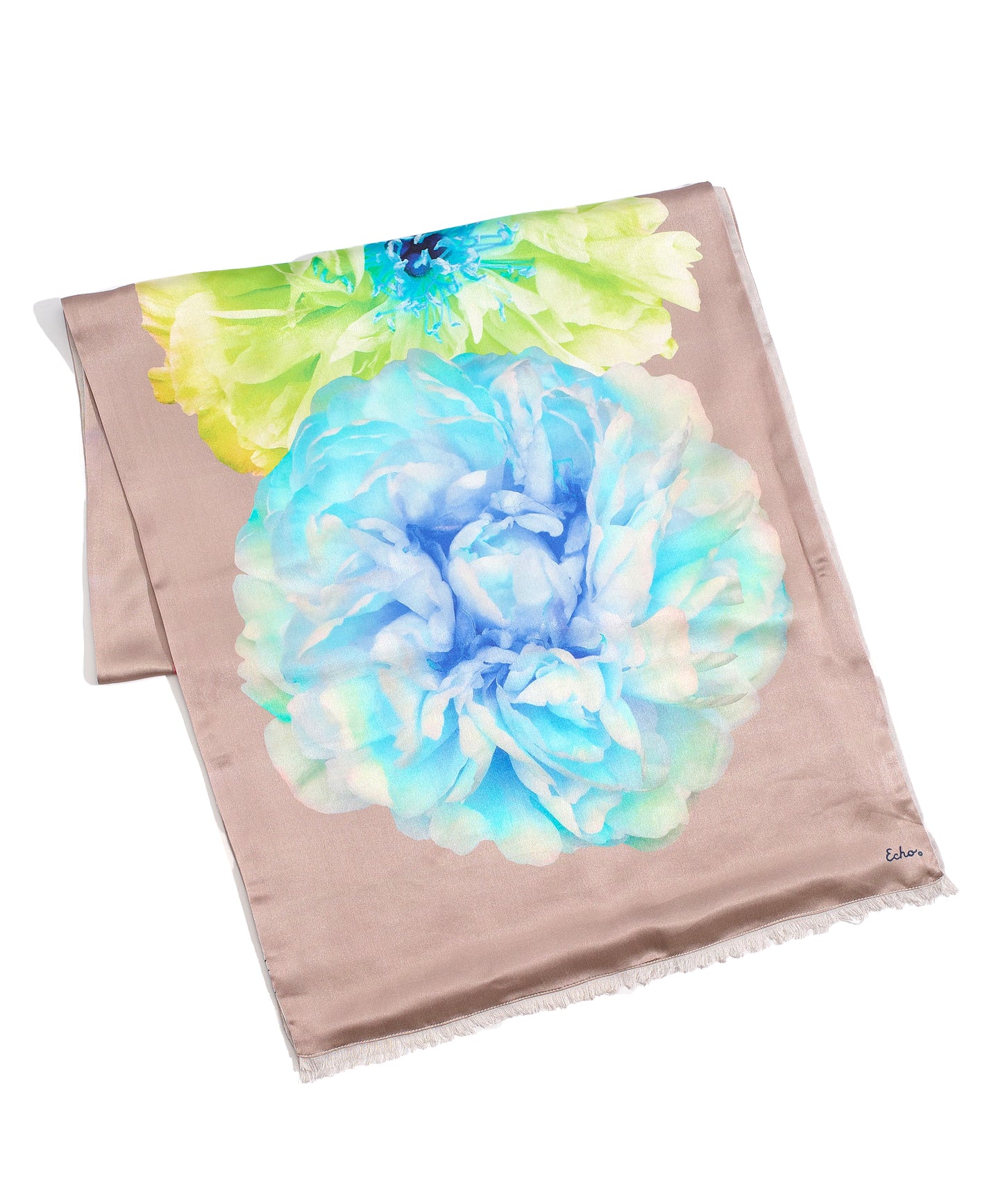 Stacked Floral Tubular Silk Oblong in color Teak