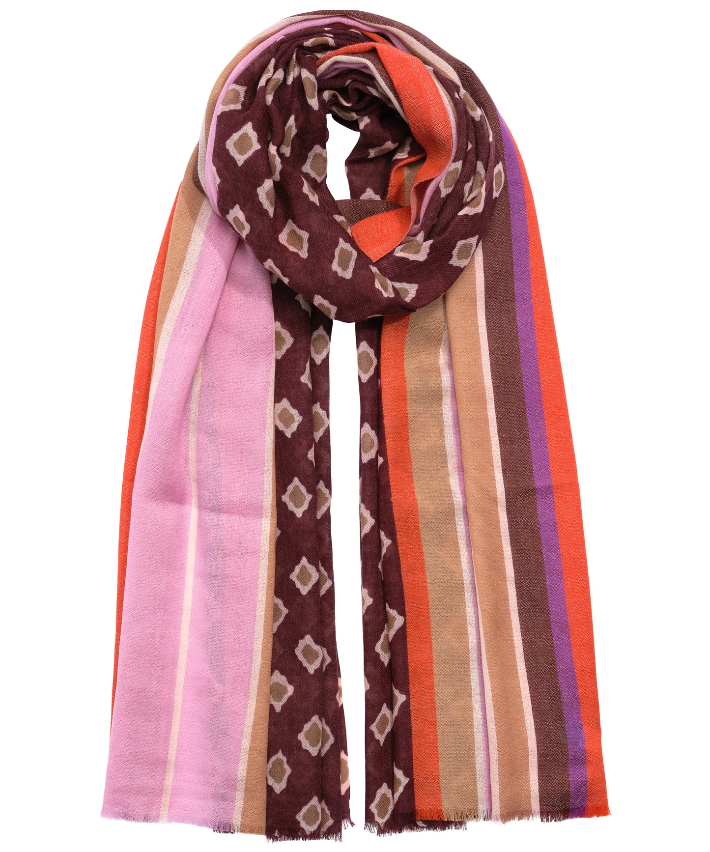 Foulard Stripe Wrap in color Wine