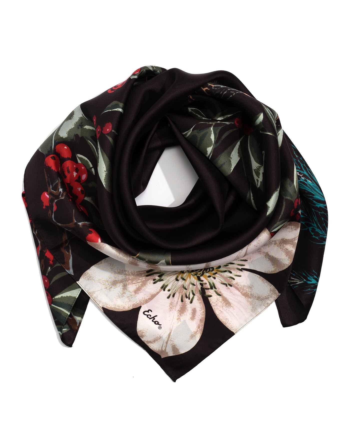 Winter Vortex Silk Square in color Black