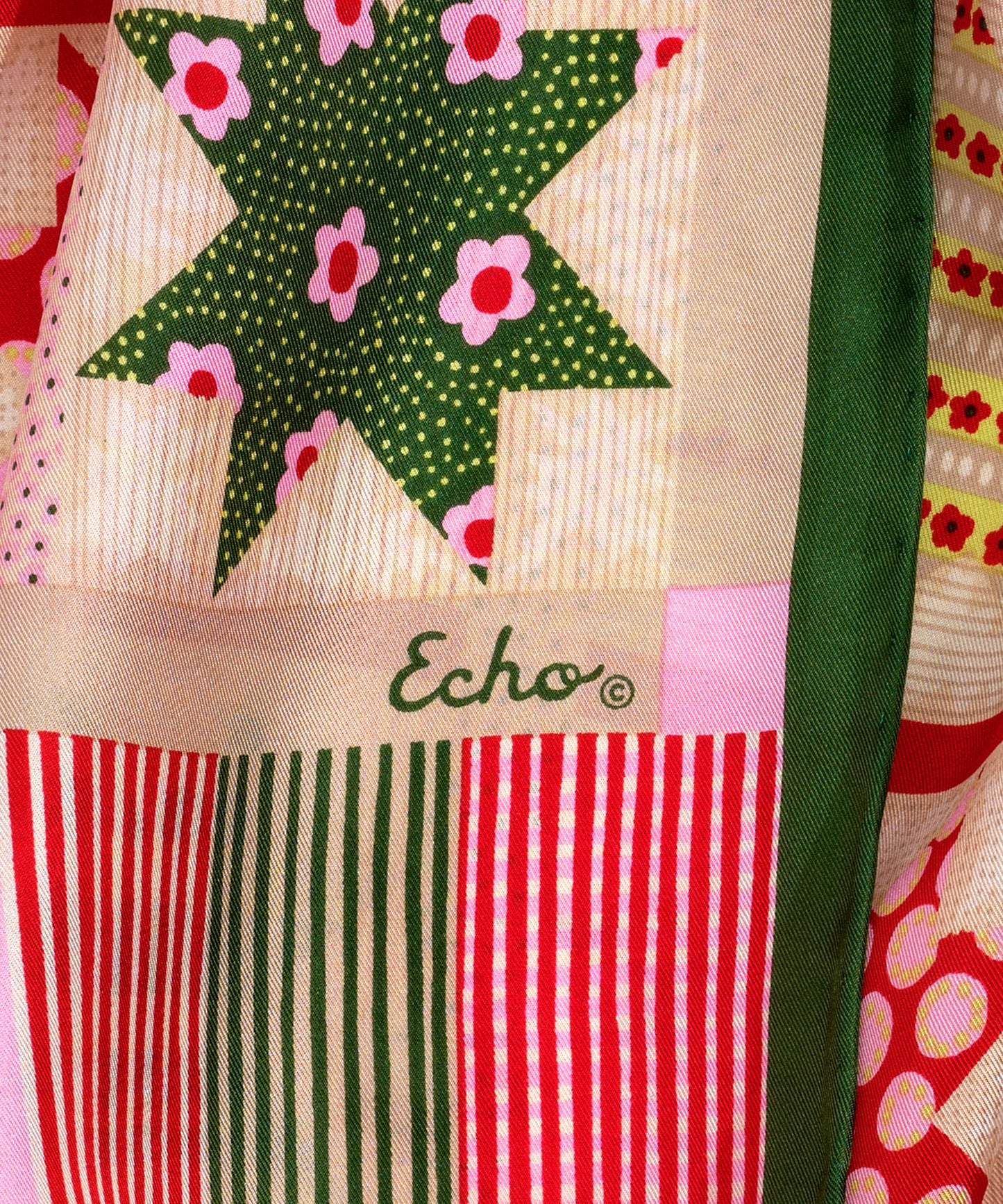 Vintage Quilt Silk Scarf in color Juniper