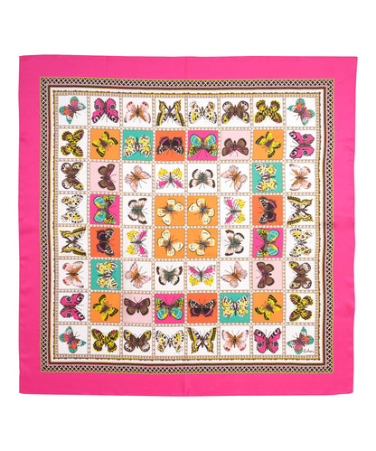 Butterfly Display Silk Square Scarf in color hibiscus